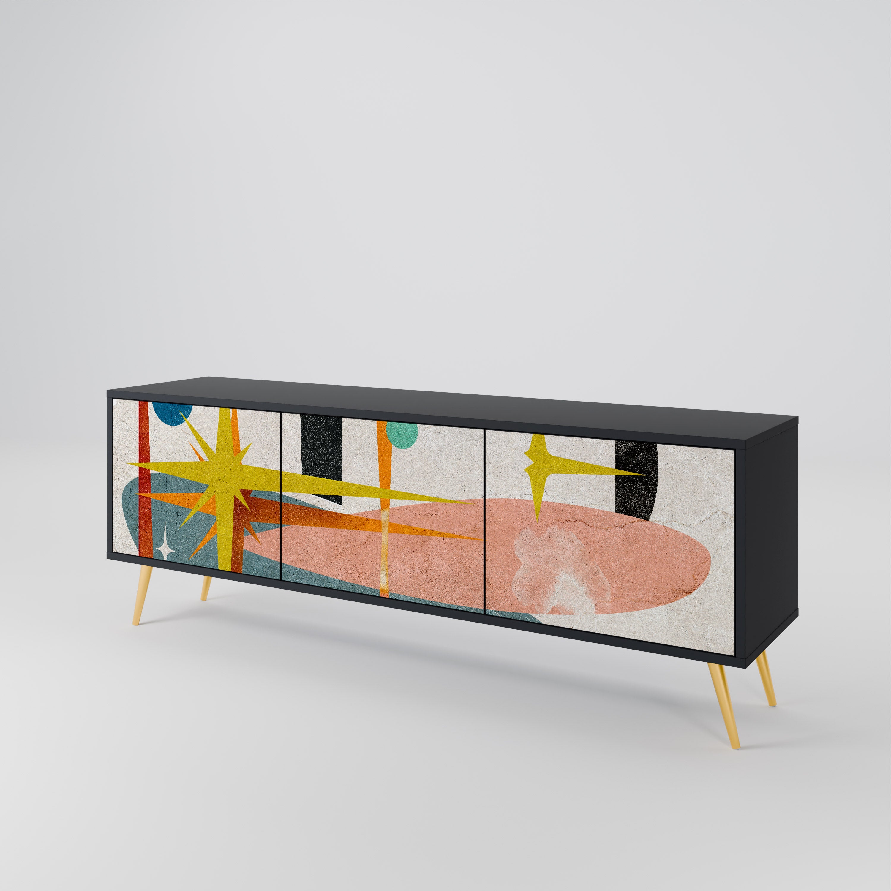 Mueble de TV INTERSTELLAR VIBES de 3 puertas con acabado negro