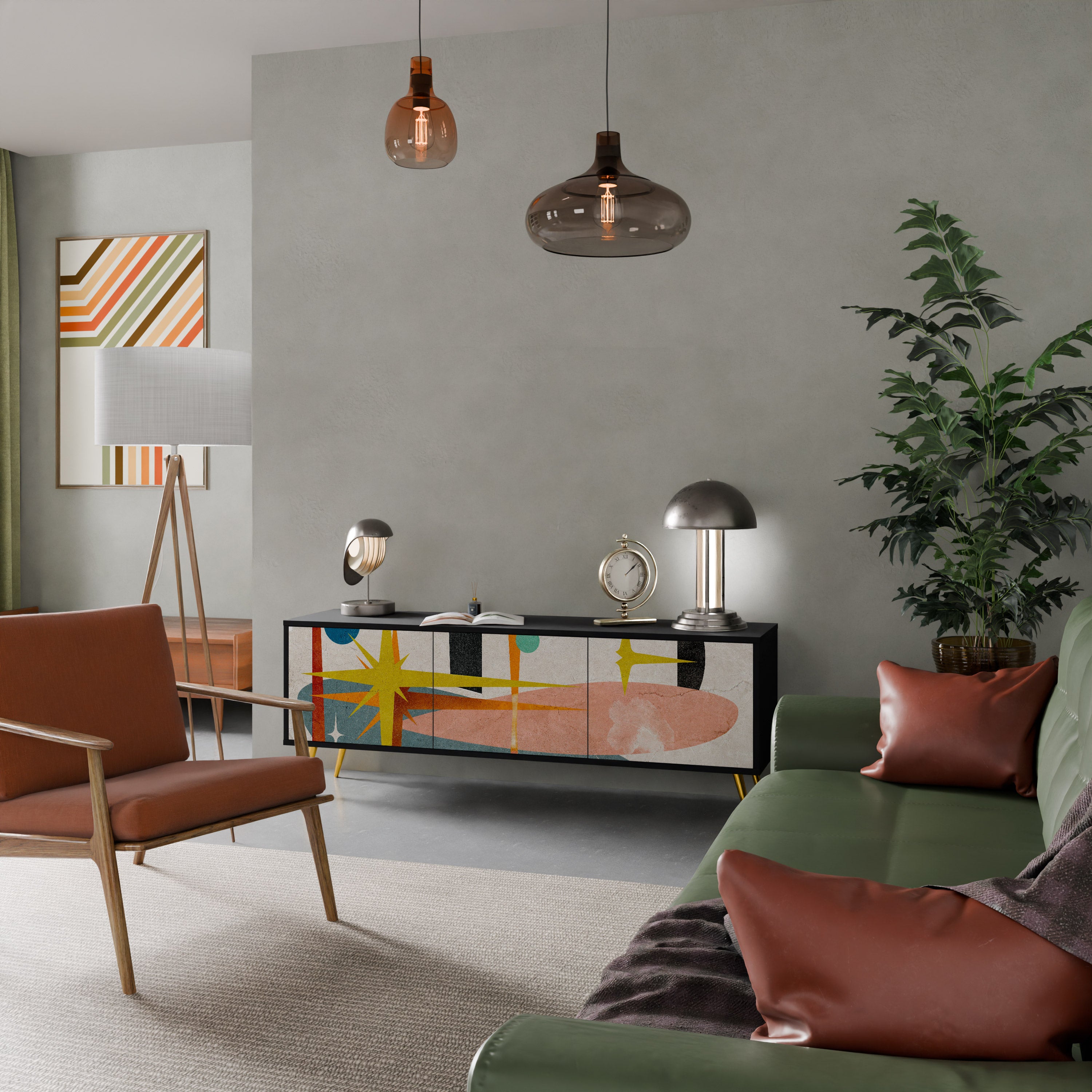 Mueble de TV INTERSTELLAR VIBES de 3 puertas con acabado negro