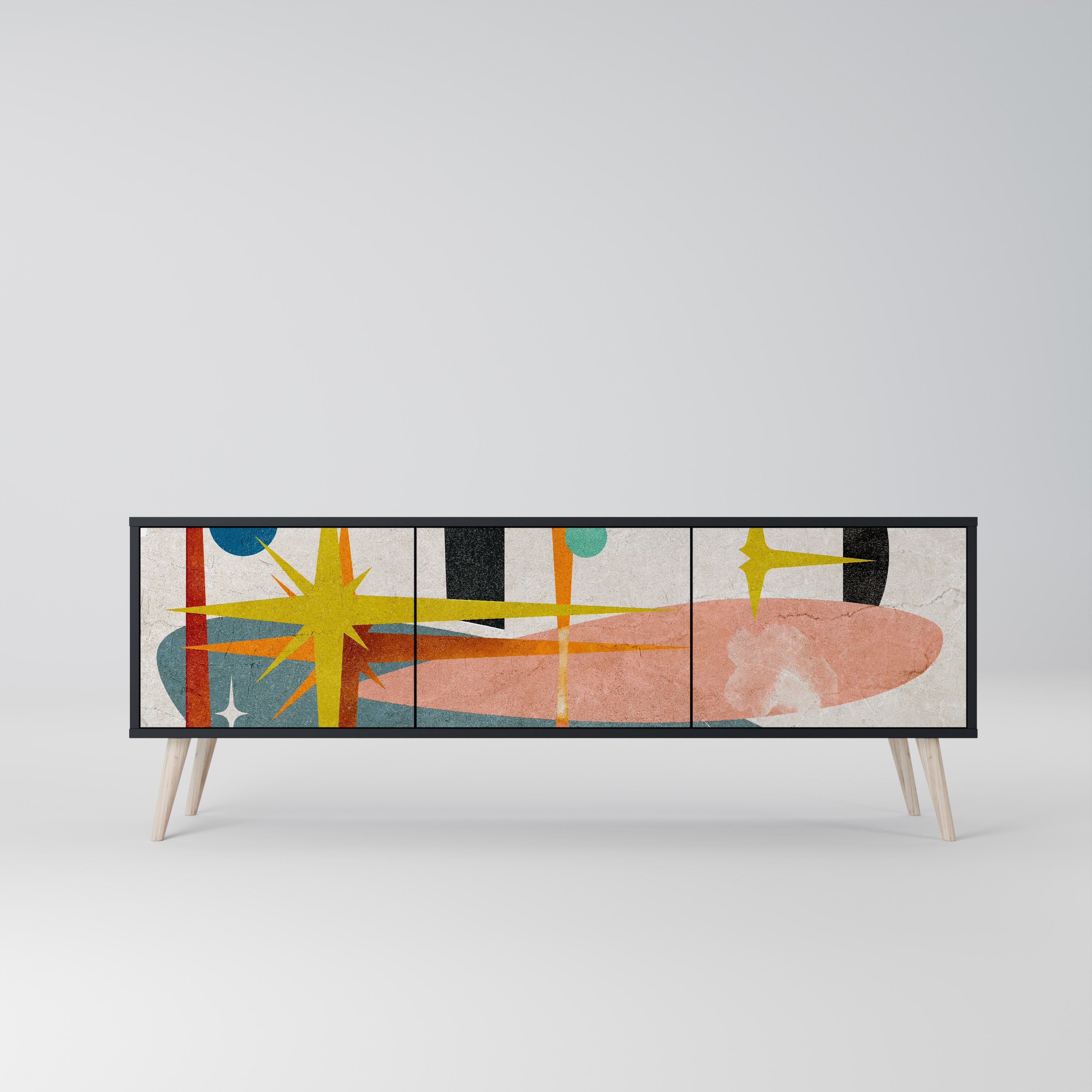Mueble de TV INTERSTELLAR VIBES de 3 puertas con acabado negro