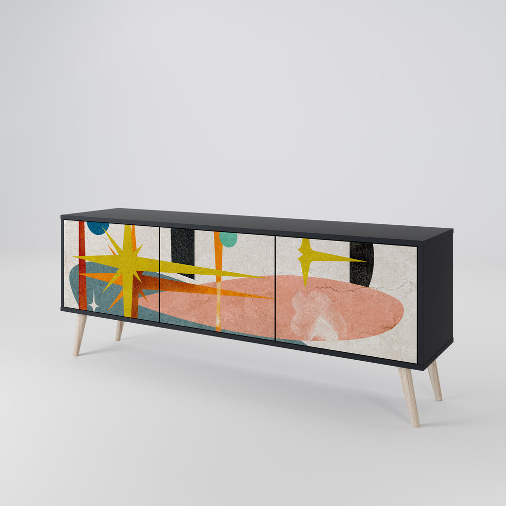 Mueble de TV INTERSTELLAR VIBES de 3 puertas con acabado negro