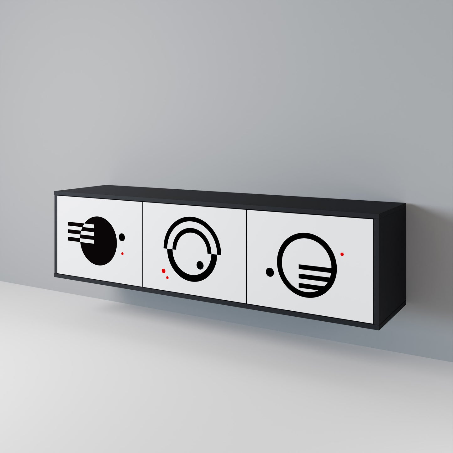 BLACK AND WHITE COMBINATION Mueble de TV de 3 Puertas