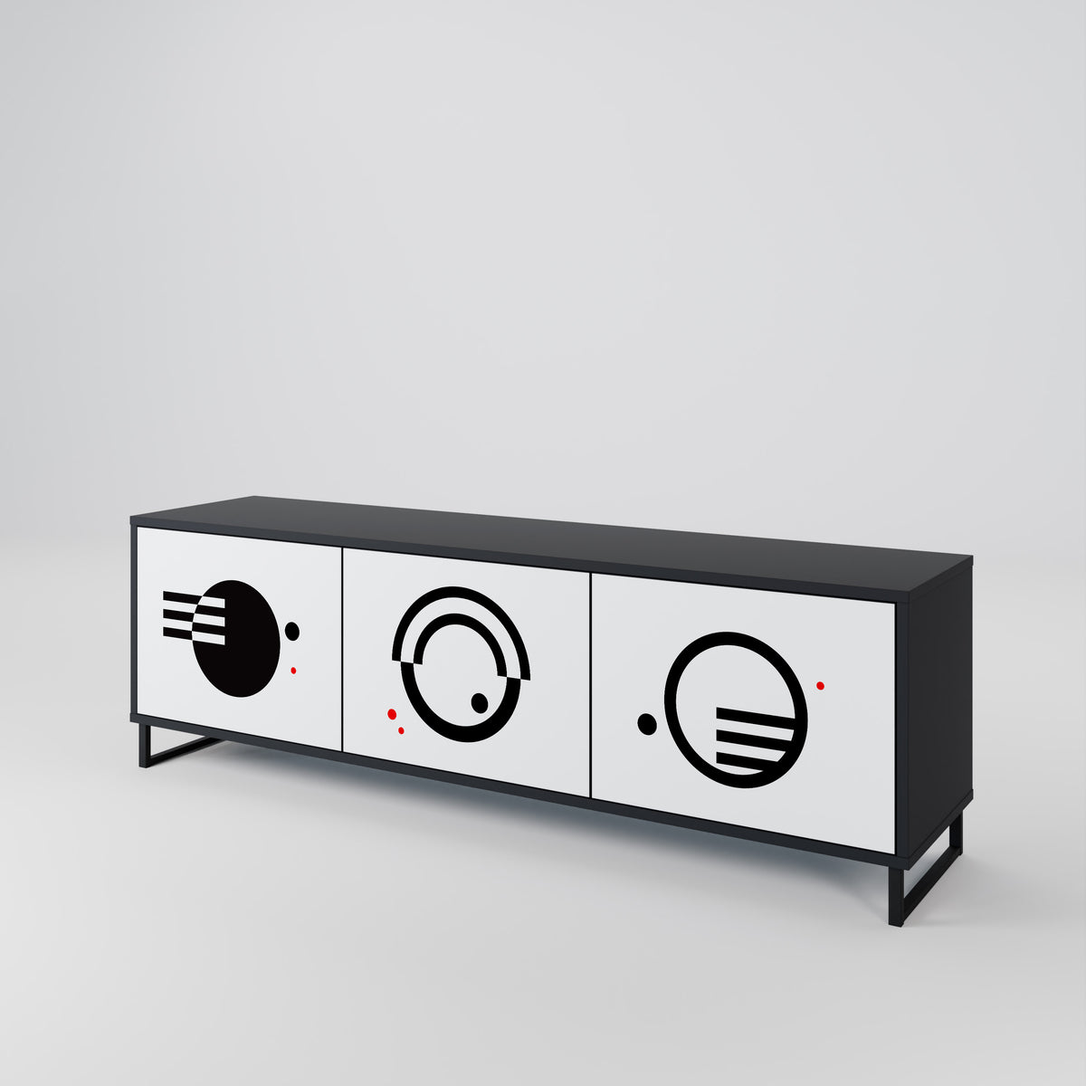 BLACK AND WHITE COMBINATION Mueble de TV de 3 Puertas