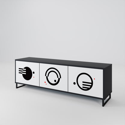 BLACK AND WHITE COMBINATION Mueble de TV de 3 Puertas