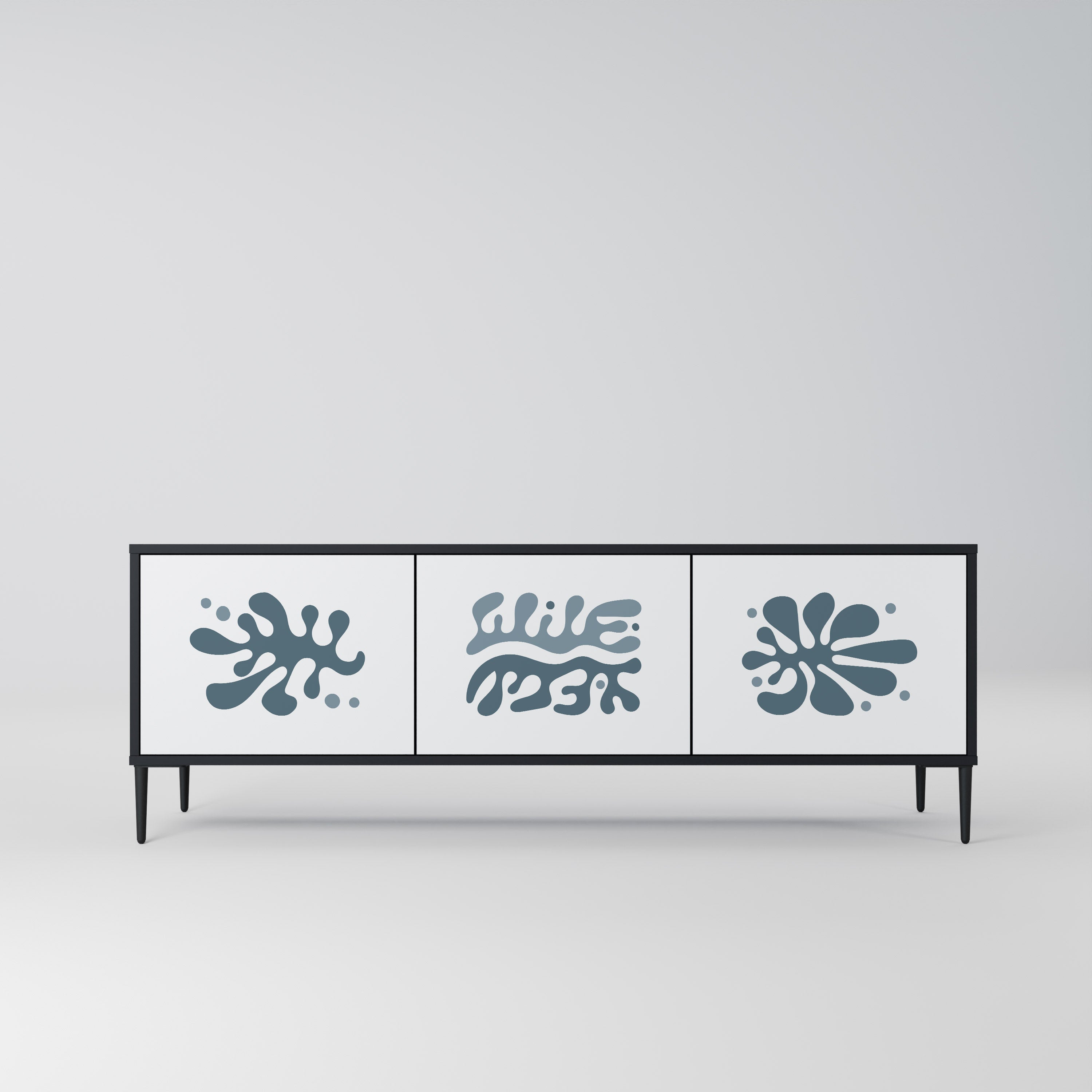 Mueble de TV de 3 puertas WONDERLAND VEGETATION en acabado negro