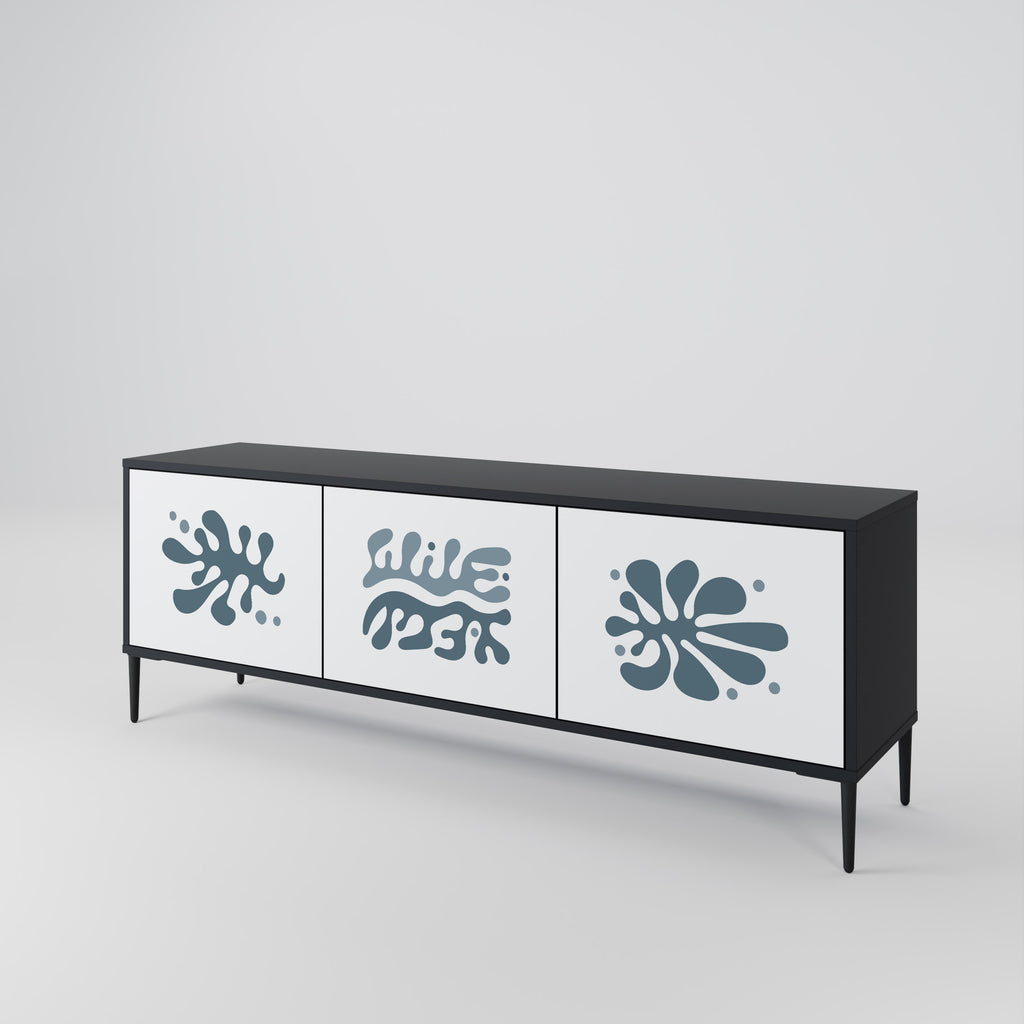 Mueble de TV de 3 puertas WONDERLAND VEGETATION en acabado negro