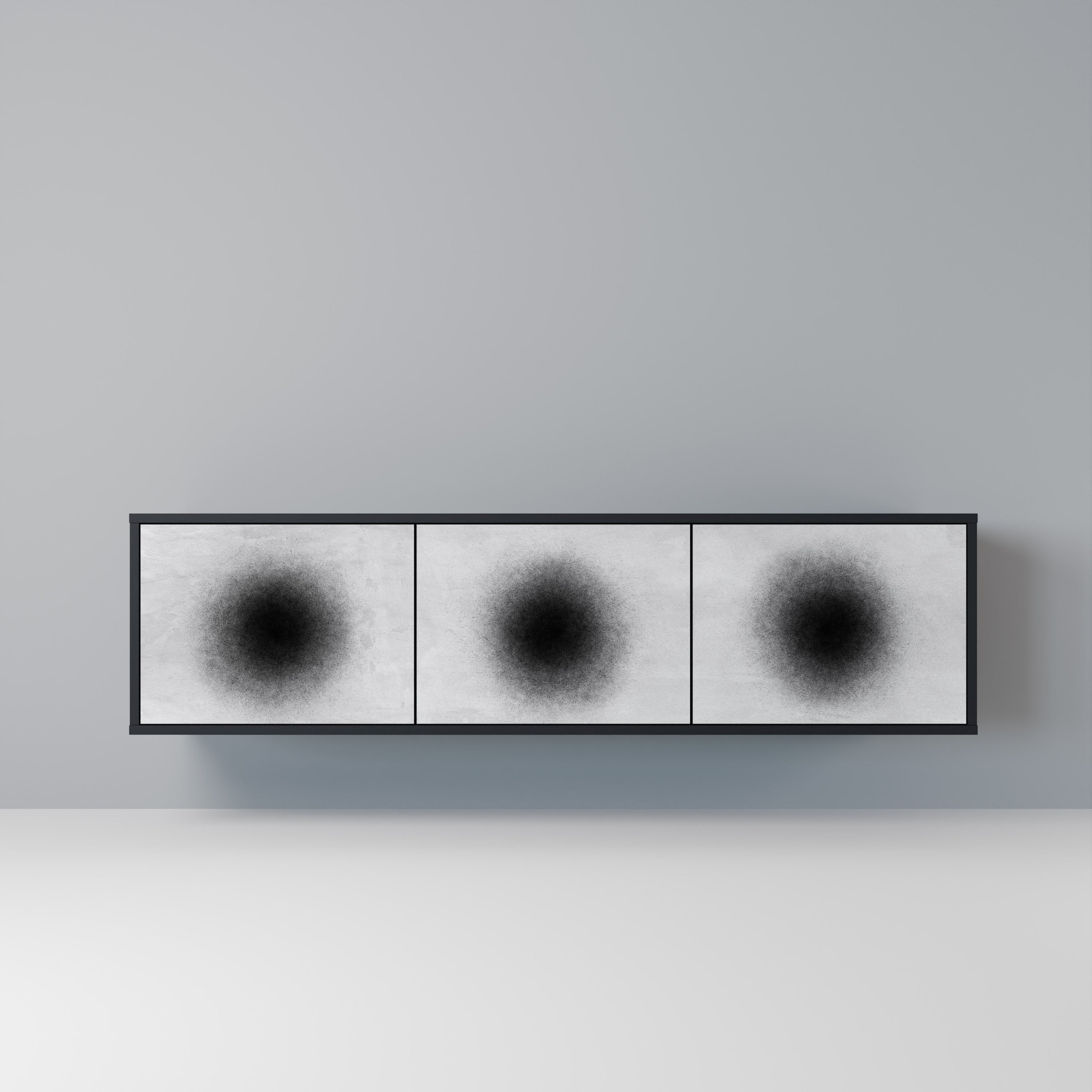 Mueble de TV de 3 puertas BLACK HOLE con acabado negro