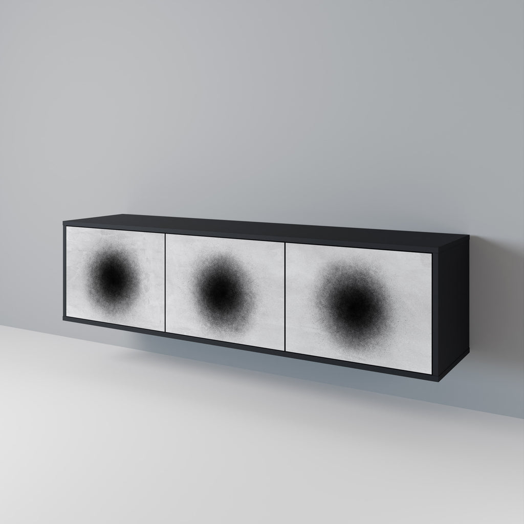 Mueble de TV de 3 puertas BLACK HOLE con acabado negro
