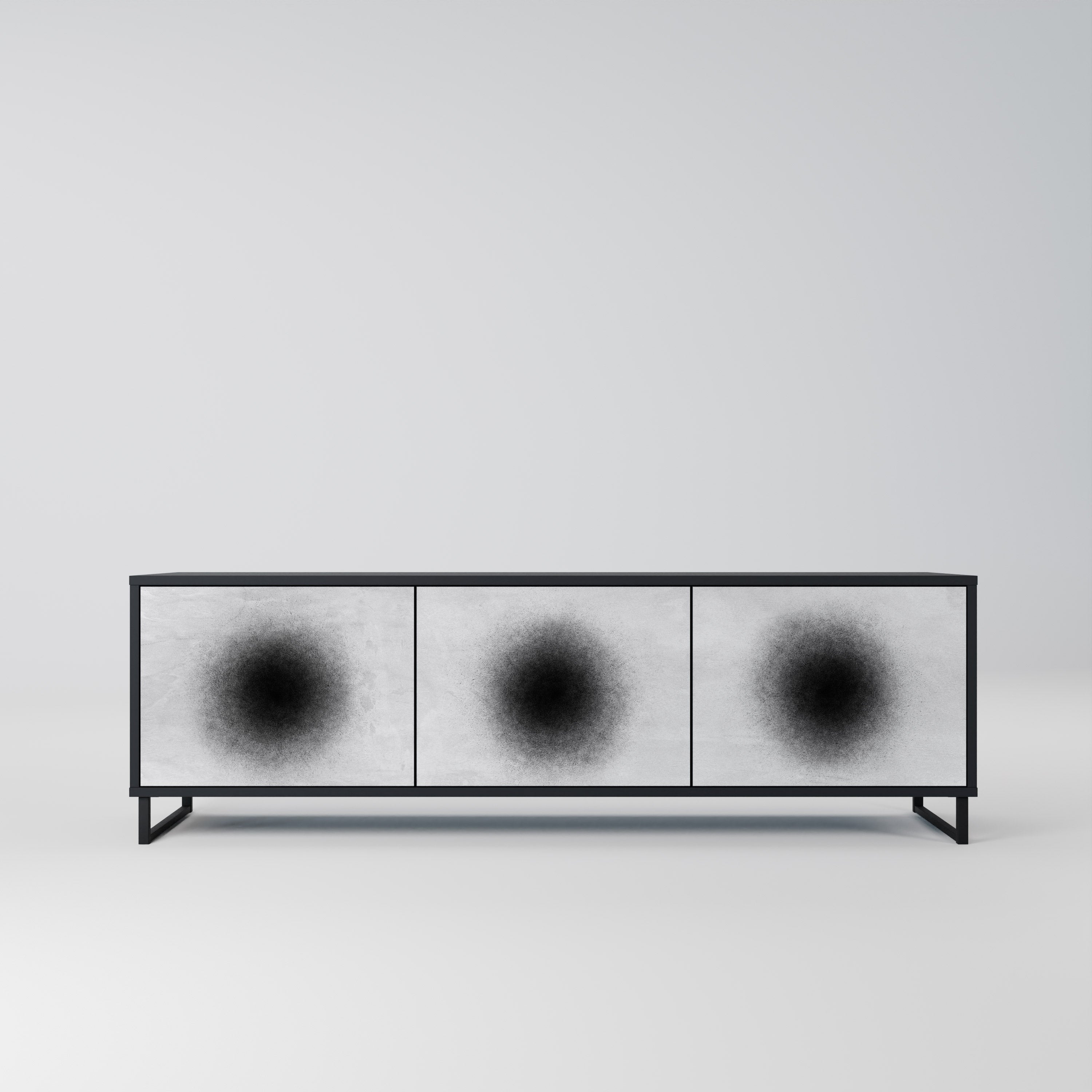 Mueble de TV de 3 puertas BLACK HOLE con acabado negro