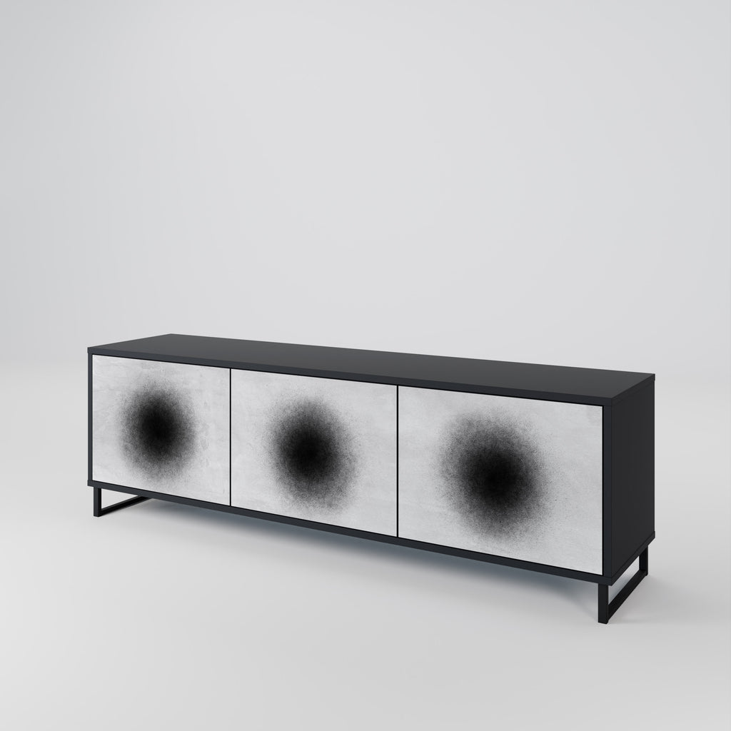 Mueble de TV de 3 puertas BLACK HOLE con acabado negro