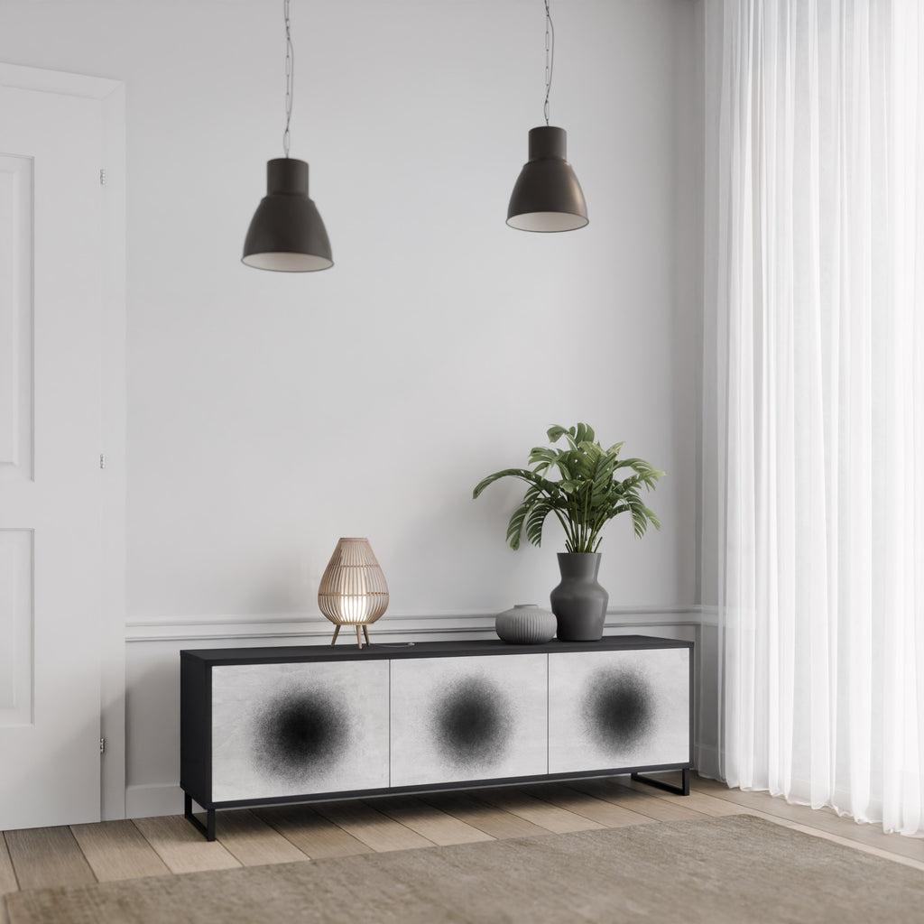 Mueble de TV de 3 puertas BLACK HOLE con acabado negro