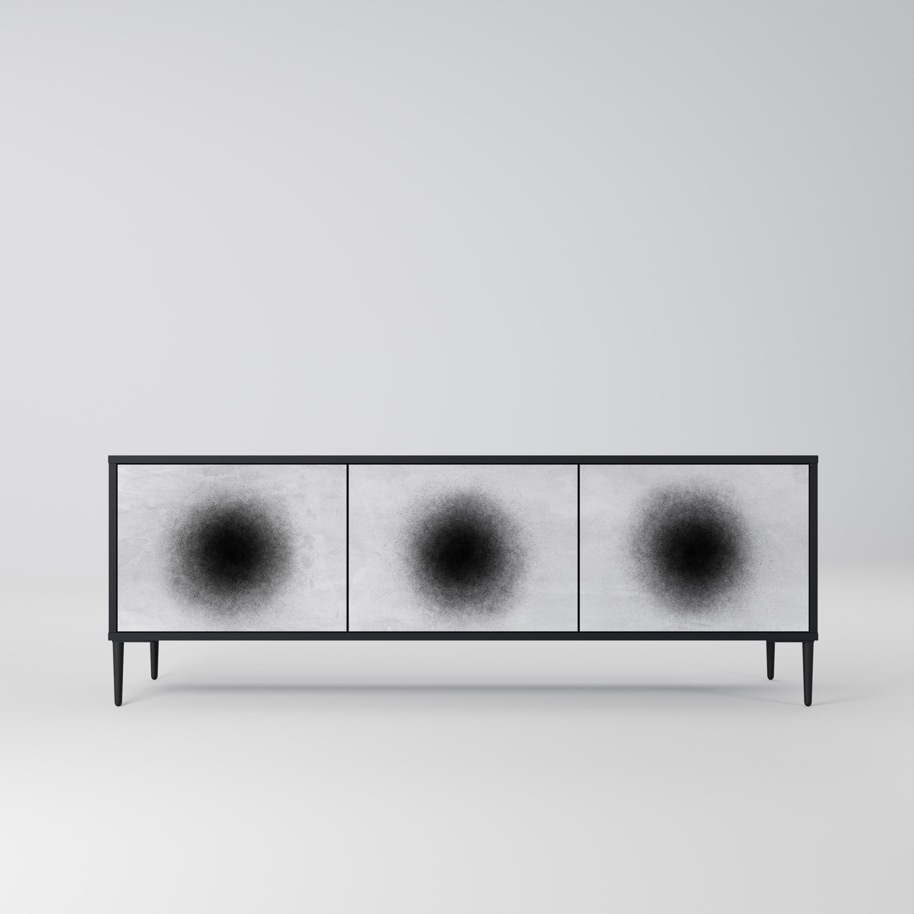 Mueble de TV de 3 puertas BLACK HOLE con acabado negro