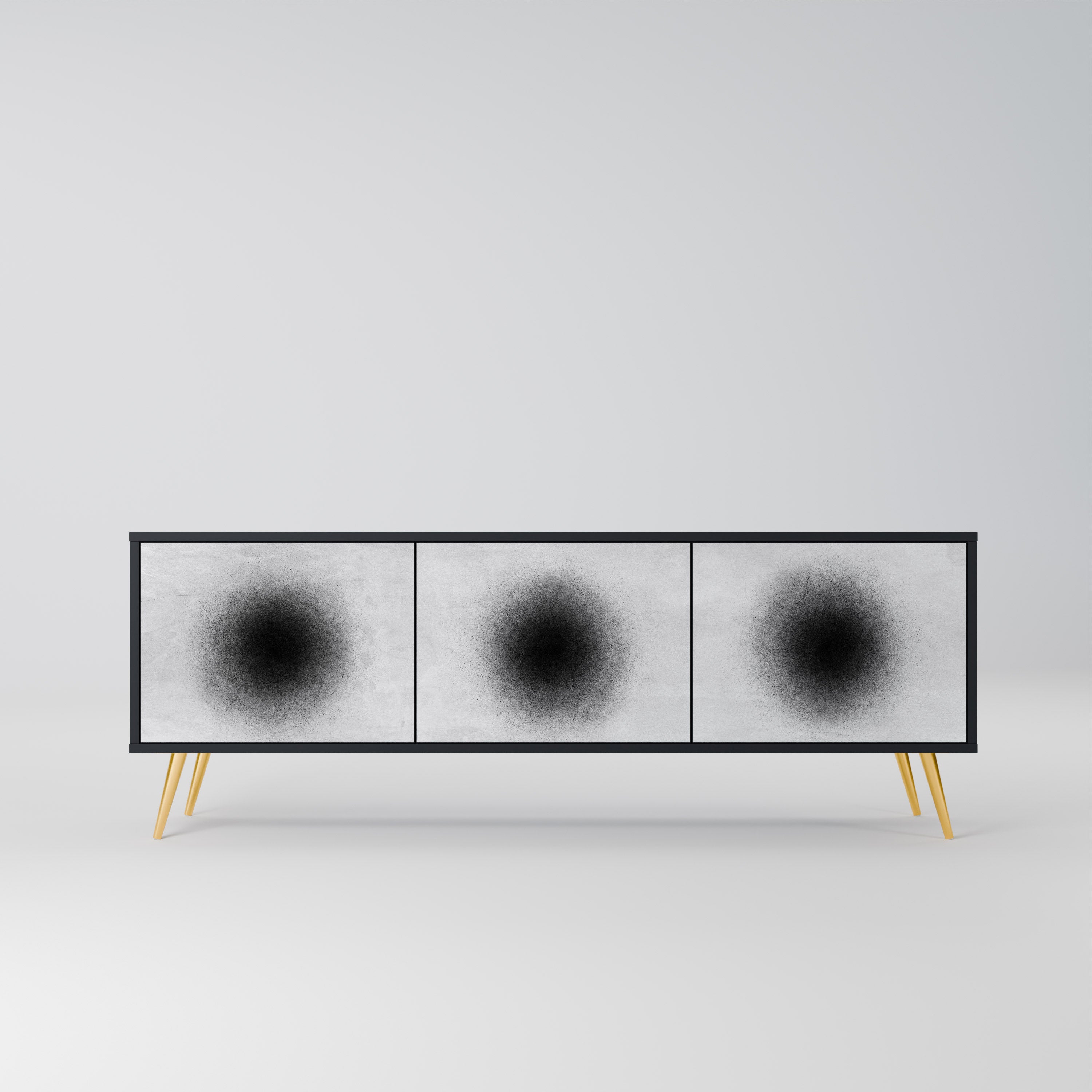 Mueble de TV de 3 puertas BLACK HOLE con acabado negro