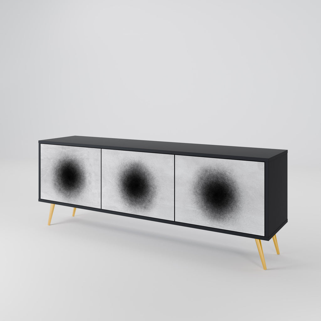 Mueble de TV de 3 puertas BLACK HOLE con acabado negro
