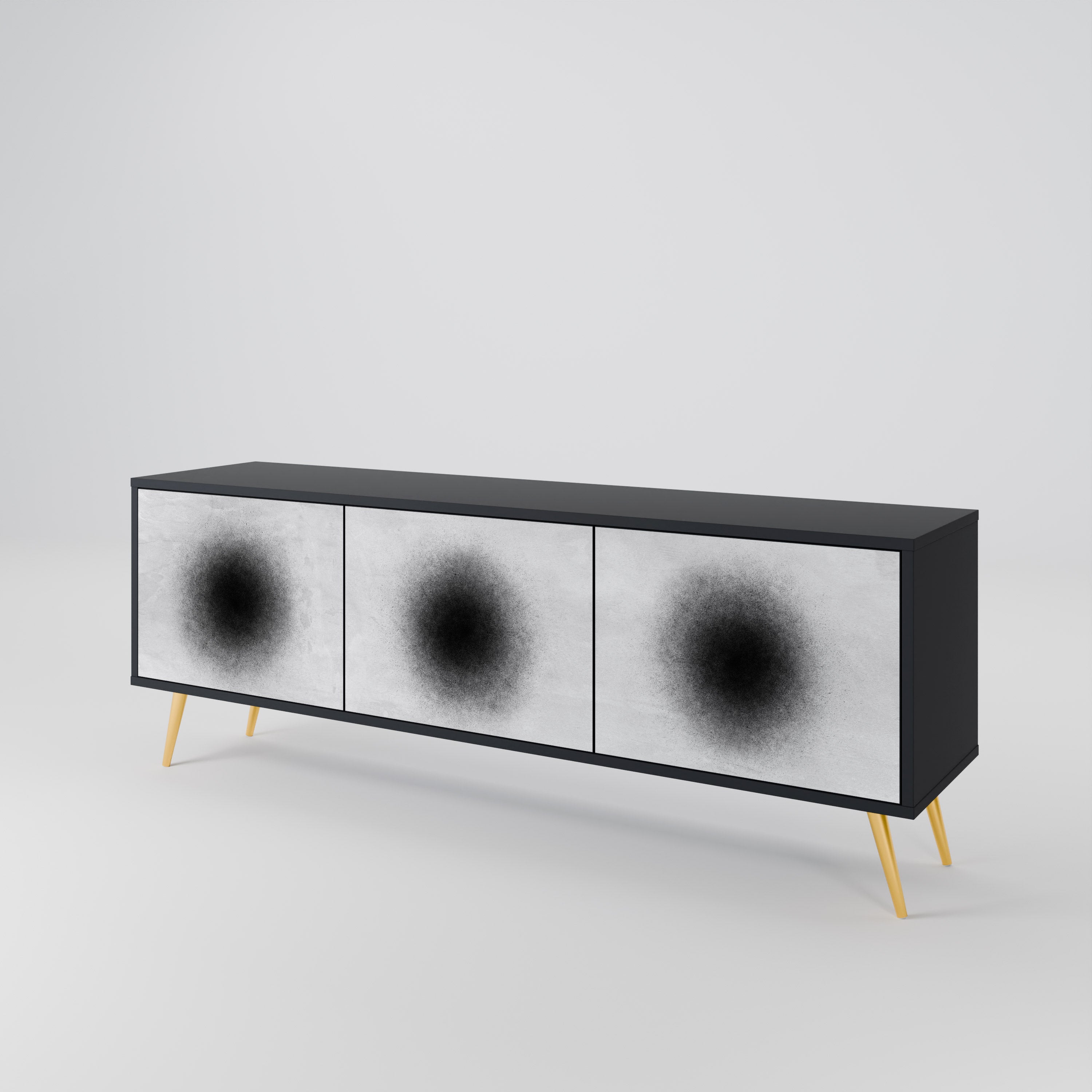 Mueble de TV de 3 puertas BLACK HOLE con acabado negro