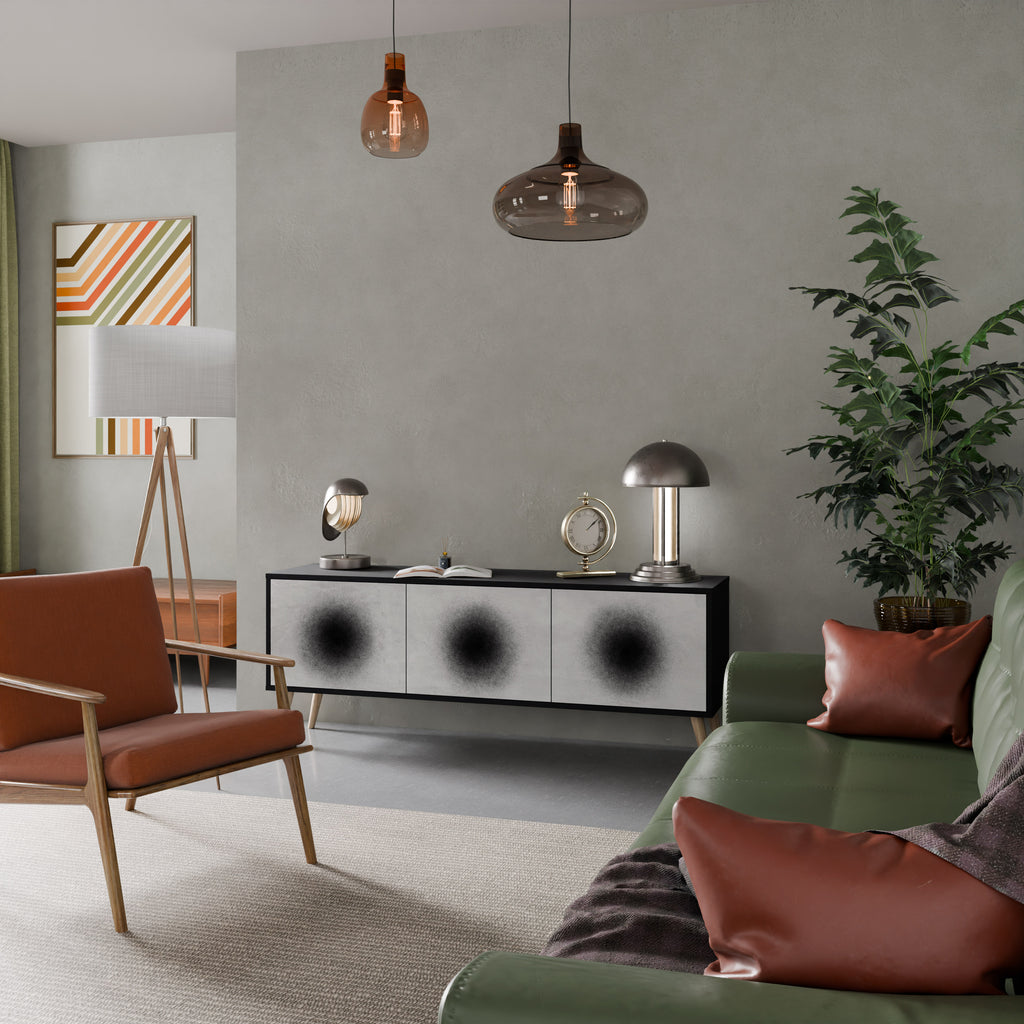 Mueble de TV de 3 puertas BLACK HOLE con acabado negro
