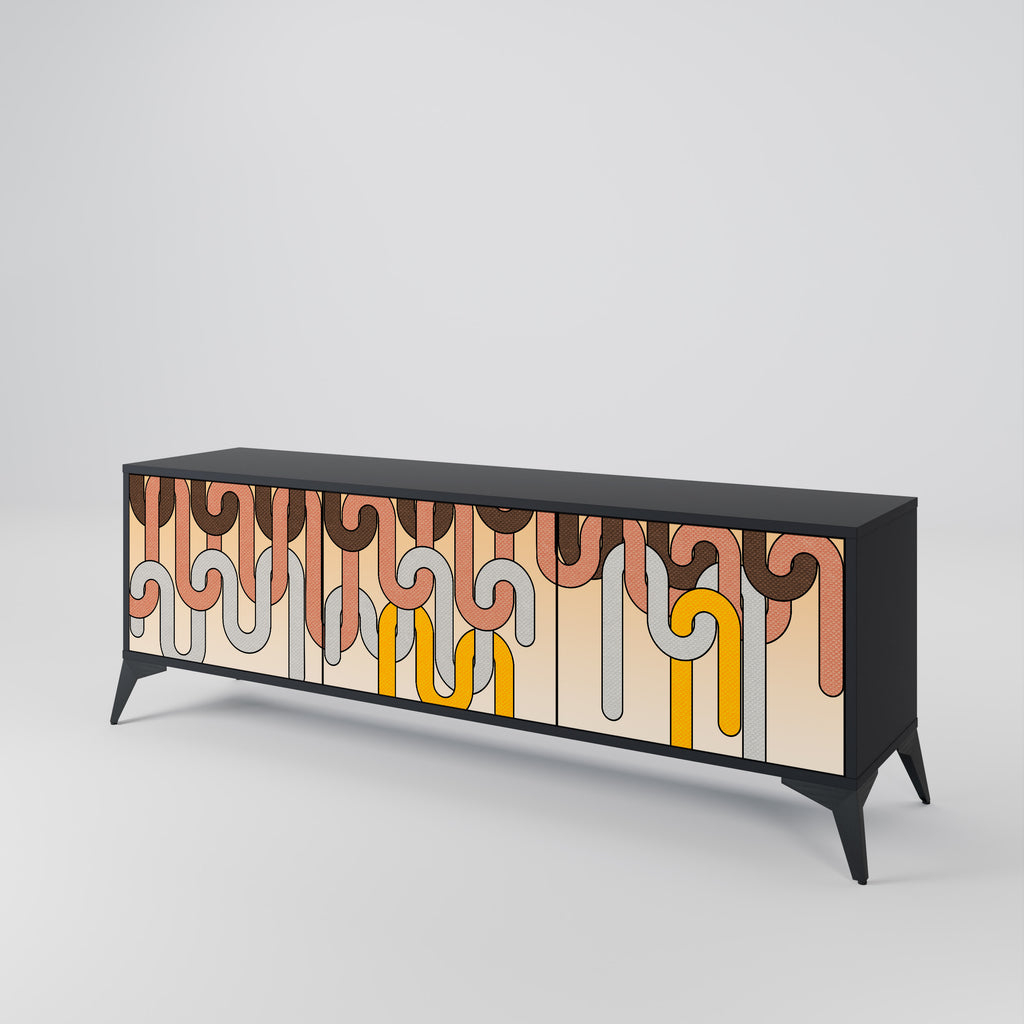 Mueble para TV de 3 puertas COLORFUL STRINGS con acabado negro