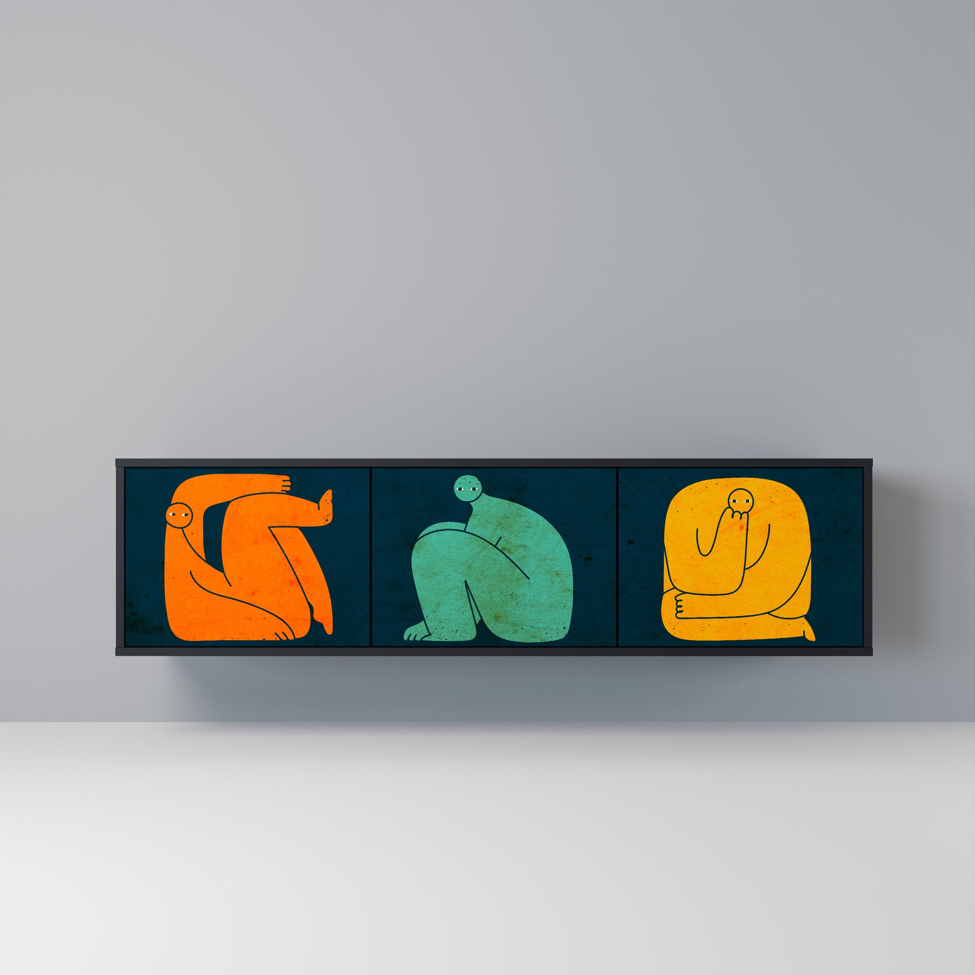 JUNTOS PERO POR SEPARADO Mueble de TV de 3 puertas en acabado negro
