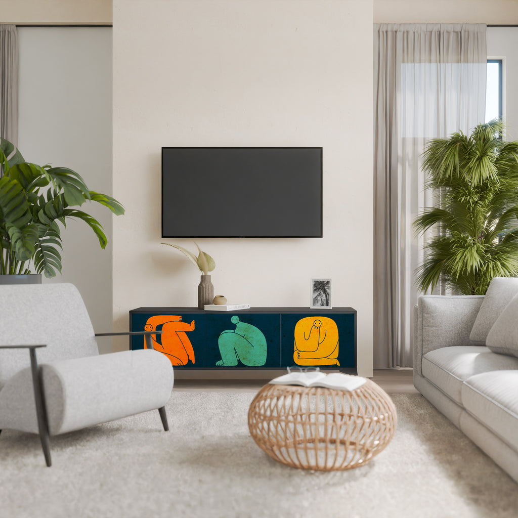 JUNTOS PERO POR SEPARADO Mueble de TV de 3 puertas en acabado negro