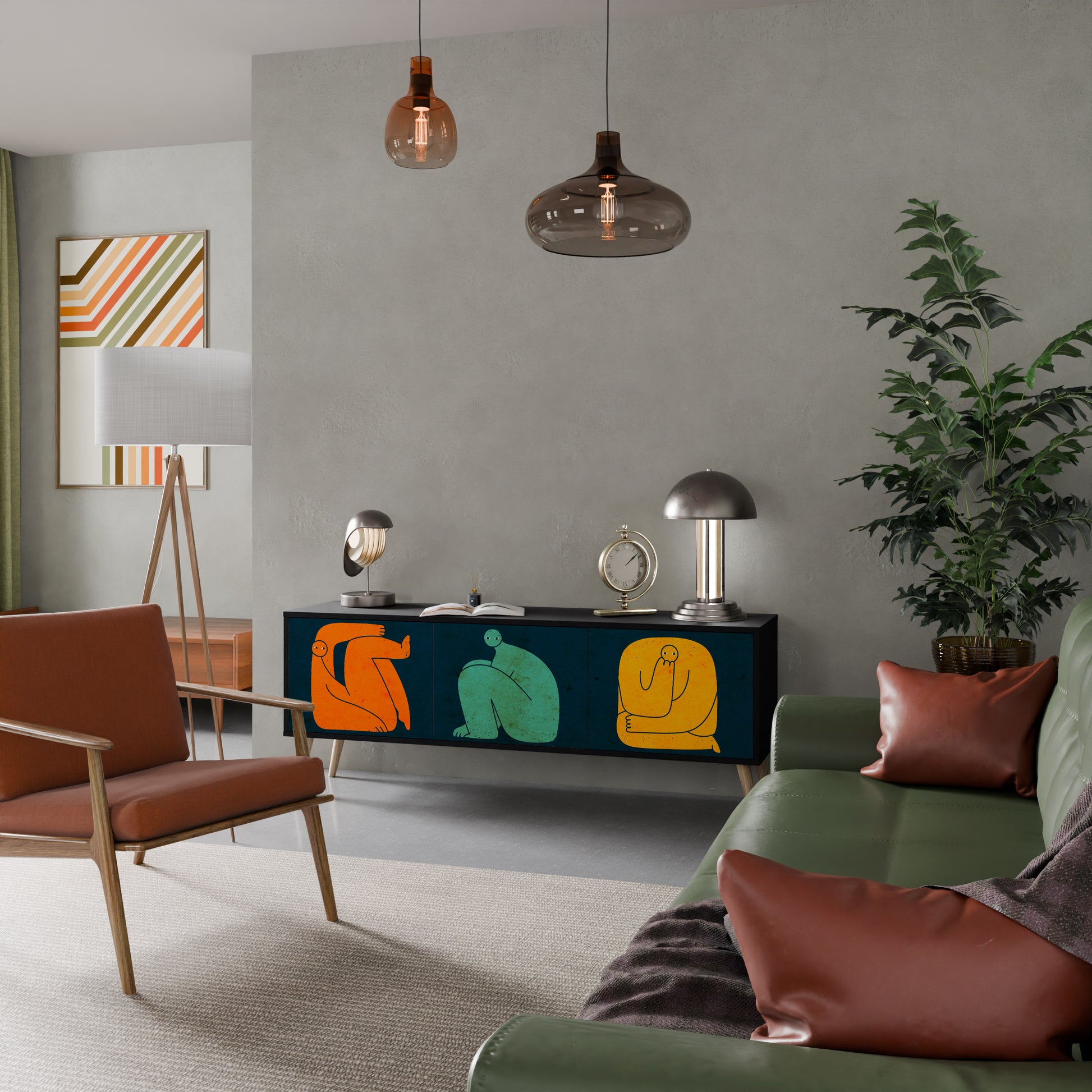 JUNTOS PERO POR SEPARADO Mueble de TV de 3 puertas en acabado negro