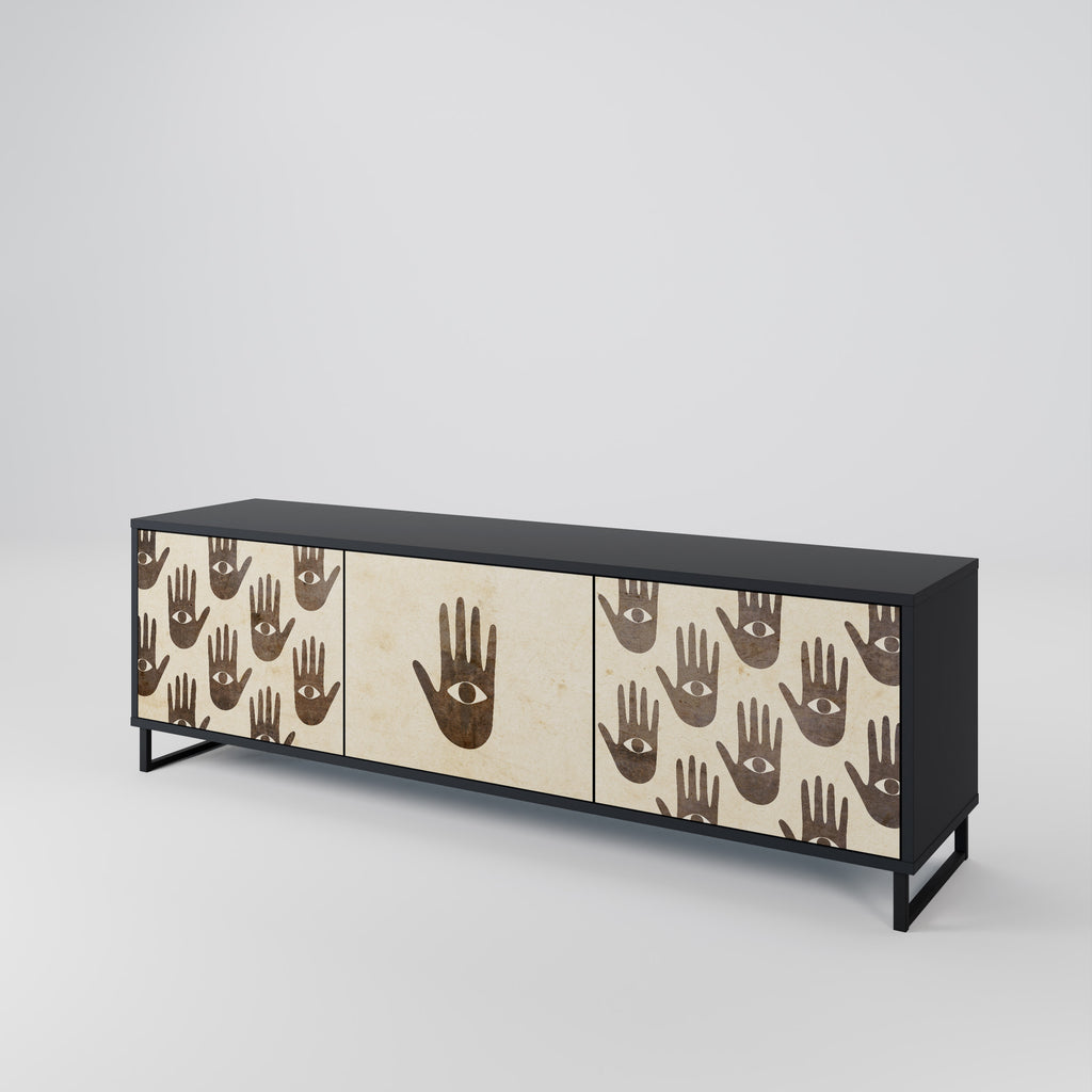 VER MÁS Mueble de TV de 3 puertas en acabado negro