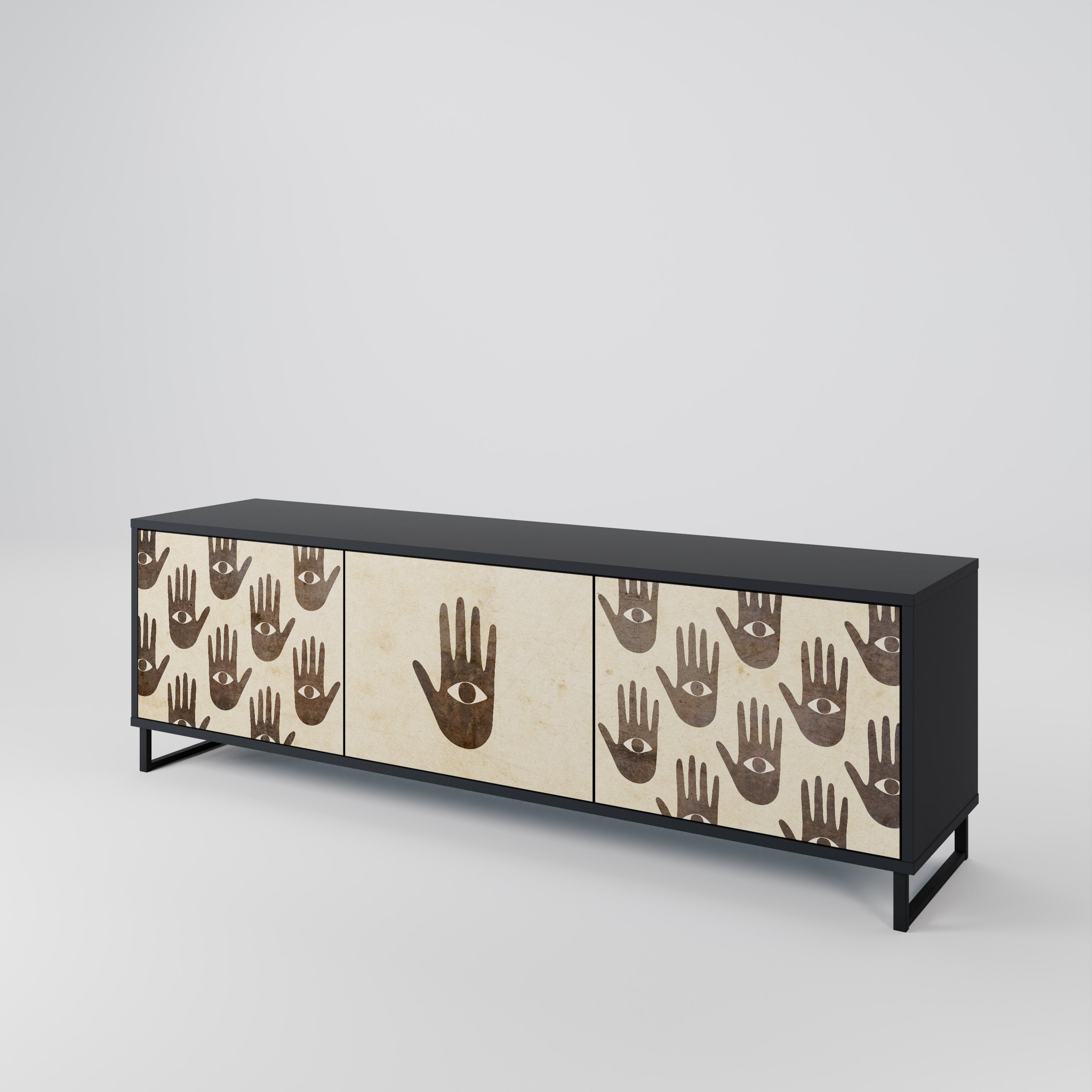 VER MÁS Mueble de TV de 3 puertas en acabado negro