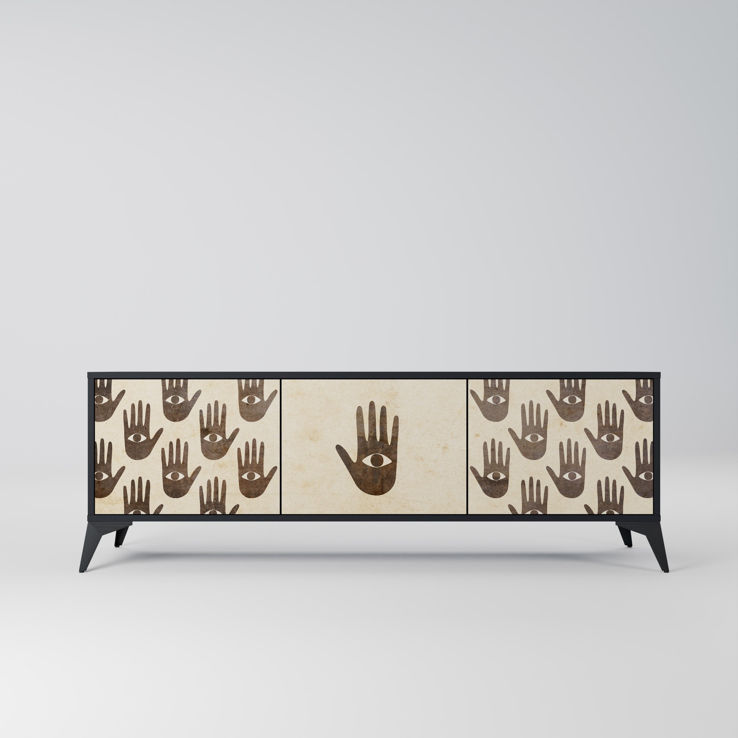 VER MÁS Mueble de TV de 3 puertas en acabado negro