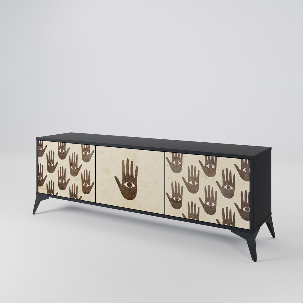 VER MÁS Mueble de TV de 3 puertas en acabado negro