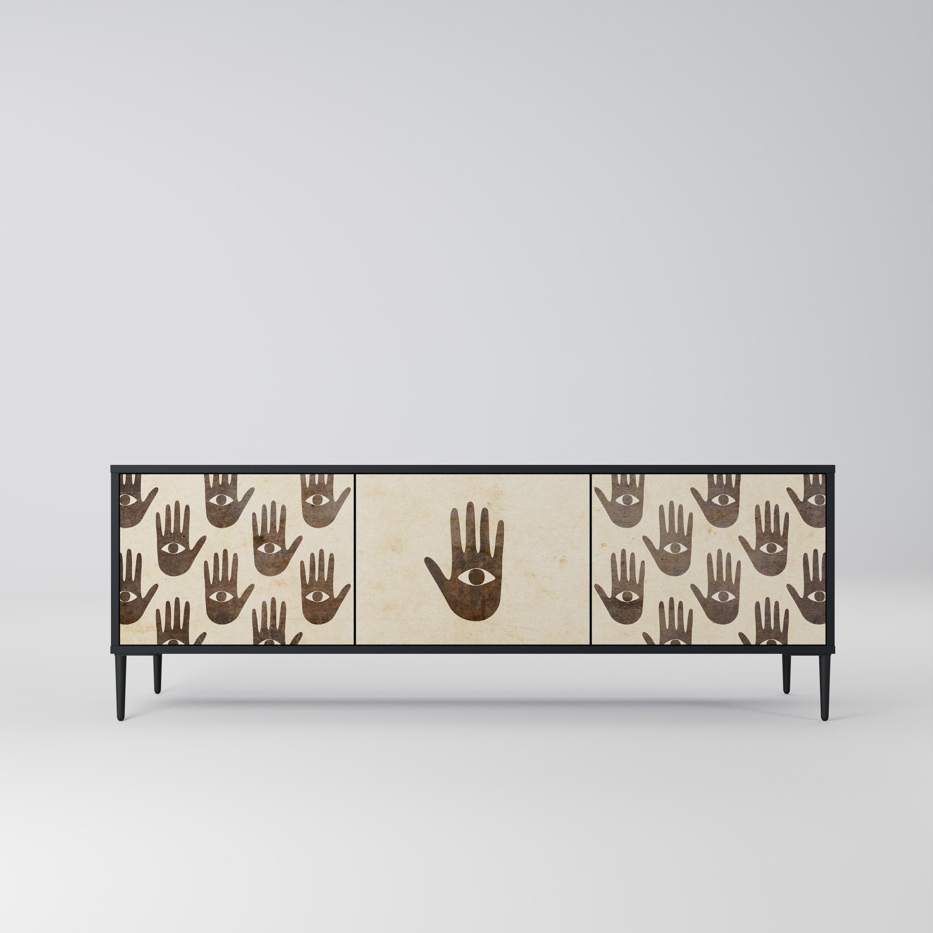 VER MÁS Mueble de TV de 3 puertas en acabado negro