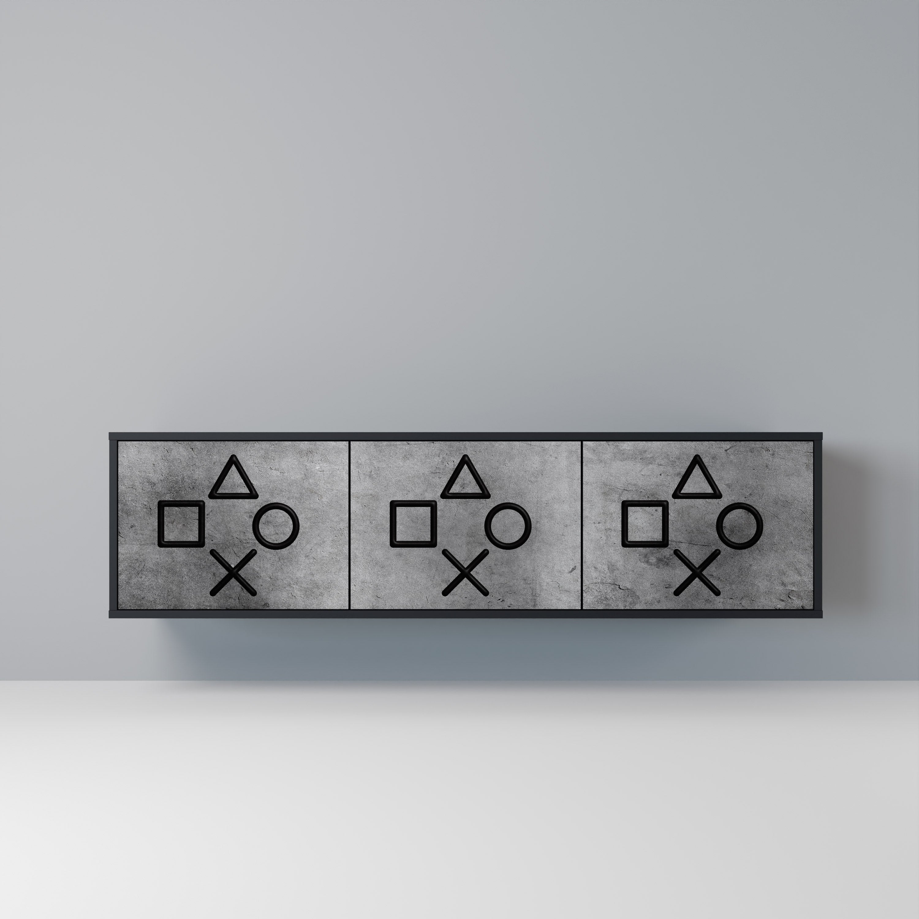 Mueble de TV de 3 puertas GAMER CHOICE con acabado negro