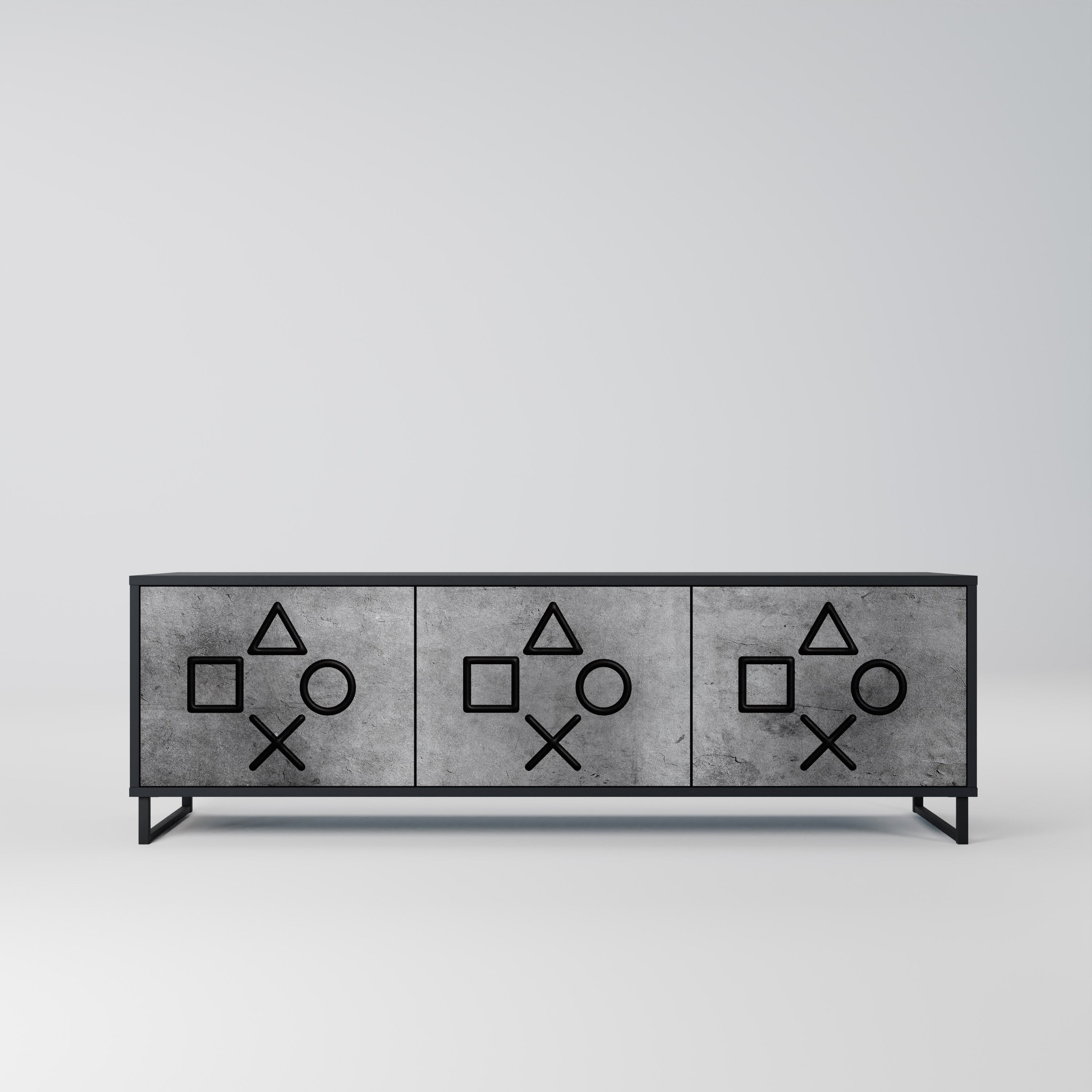 Mueble de TV de 3 puertas GAMER CHOICE con acabado negro