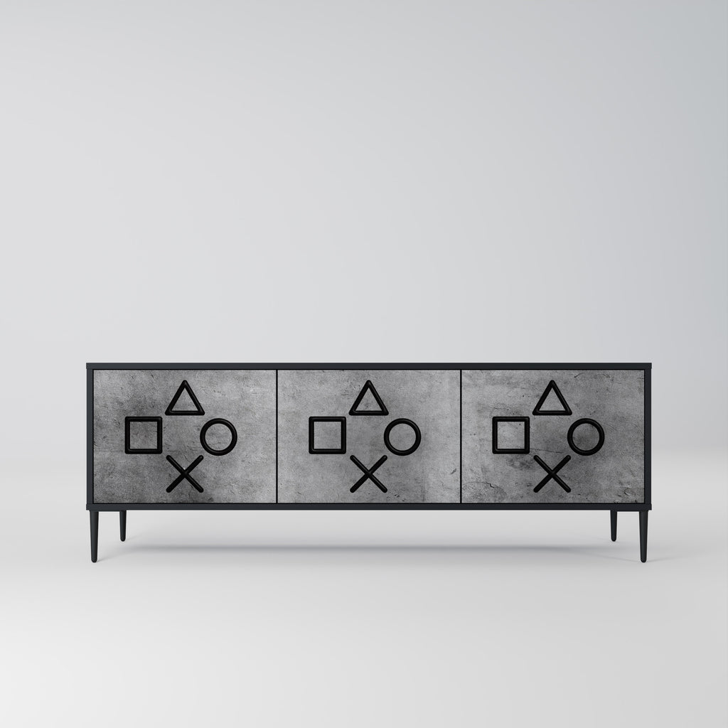 Mueble de TV de 3 puertas GAMER CHOICE con acabado negro