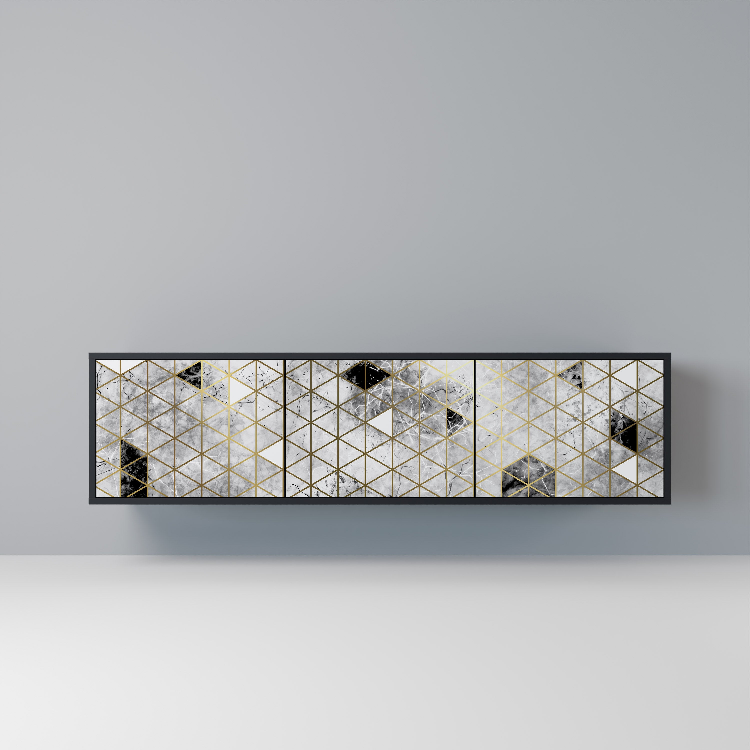 Mueble de TV ASHEN ARIA de 3 puertas con acabado negro