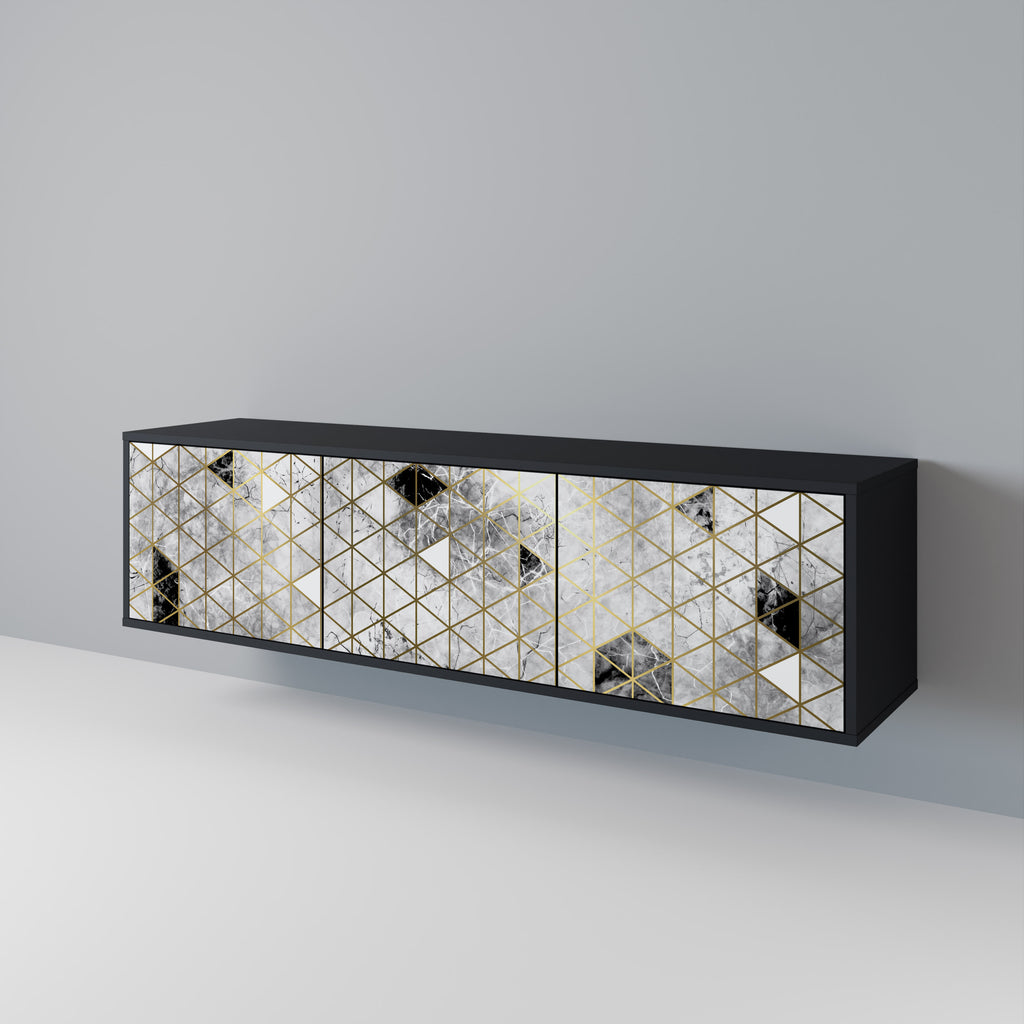 Mueble de TV ASHEN ARIA de 3 puertas con acabado negro