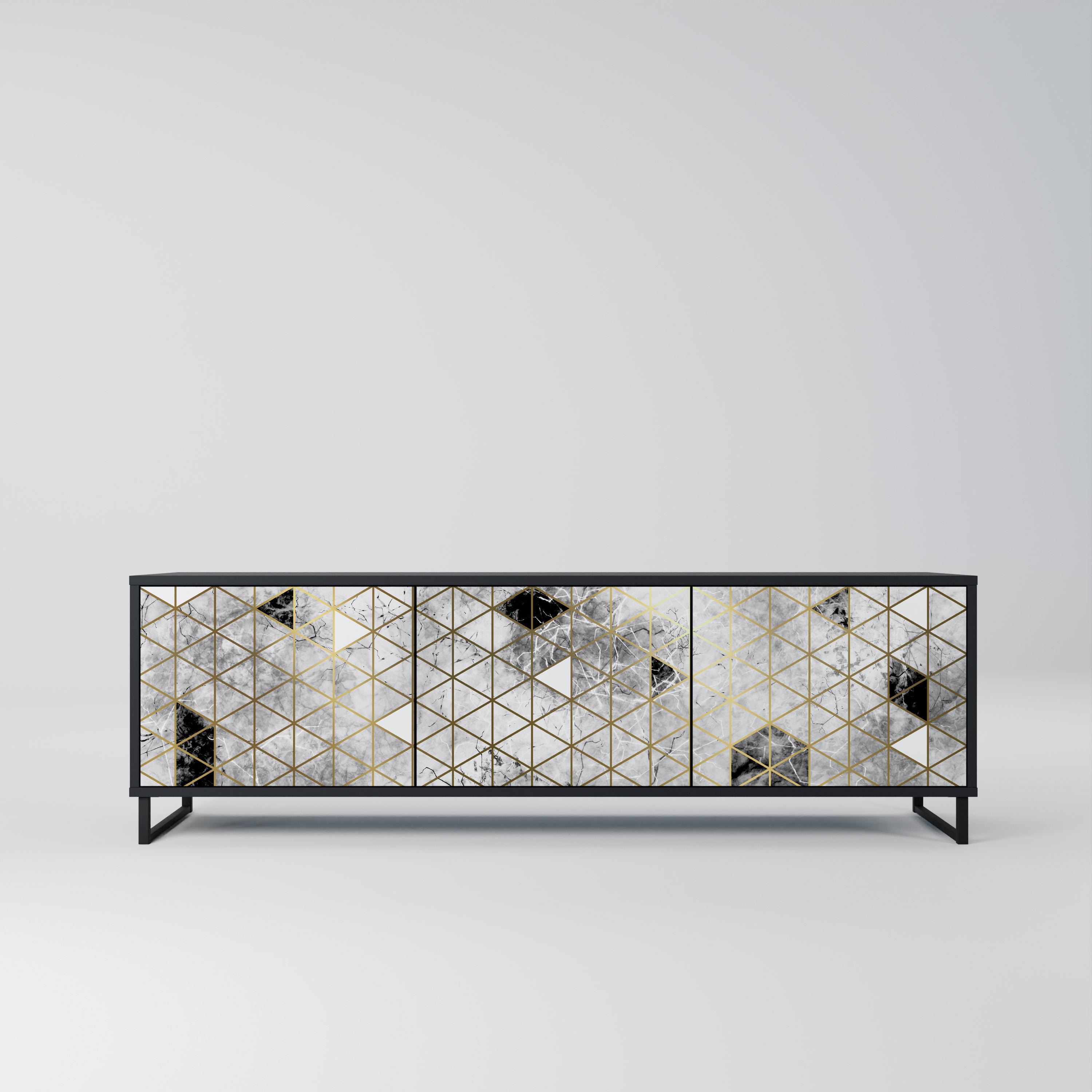 Mueble de TV ASHEN ARIA de 3 puertas con acabado negro