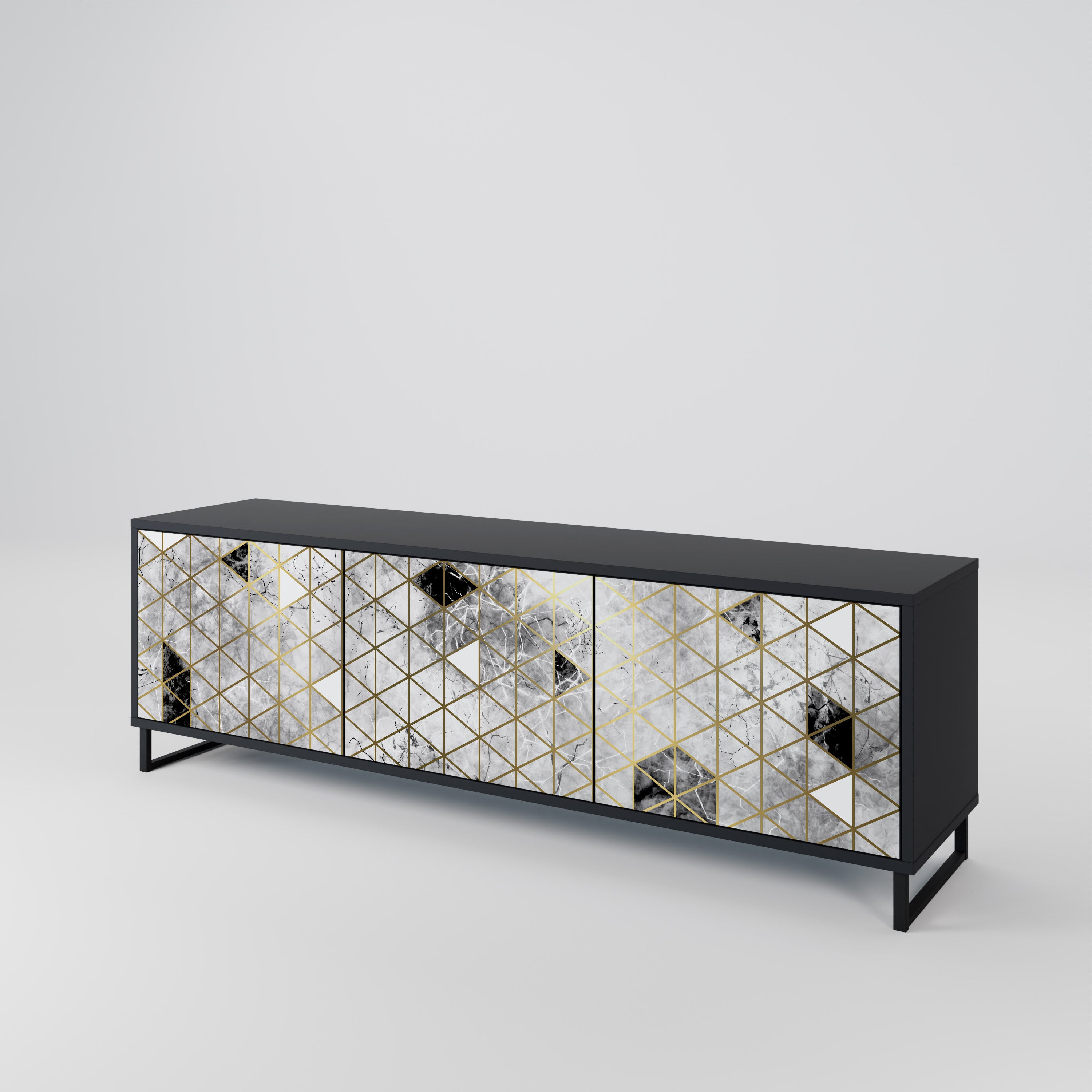 Mueble de TV ASHEN ARIA de 3 puertas con acabado negro