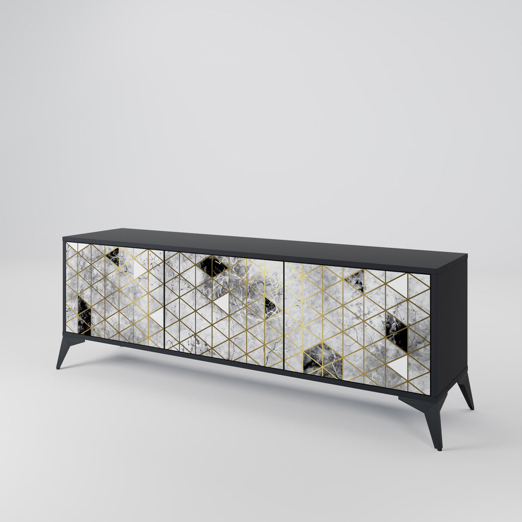 Mueble de TV ASHEN ARIA de 3 puertas con acabado negro