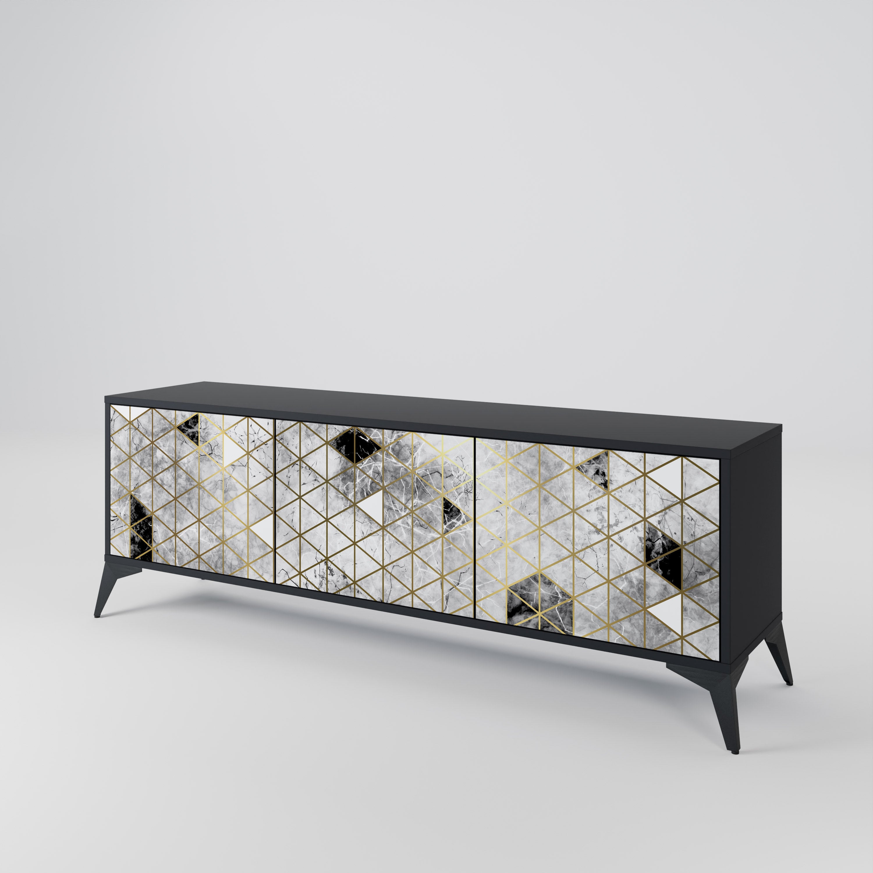 Mueble de TV ASHEN ARIA de 3 puertas con acabado negro