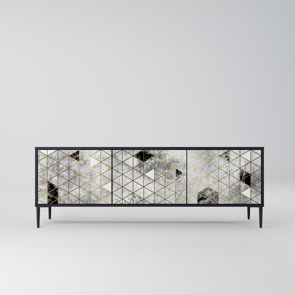 Mueble de TV ASHEN ARIA de 3 puertas con acabado negro