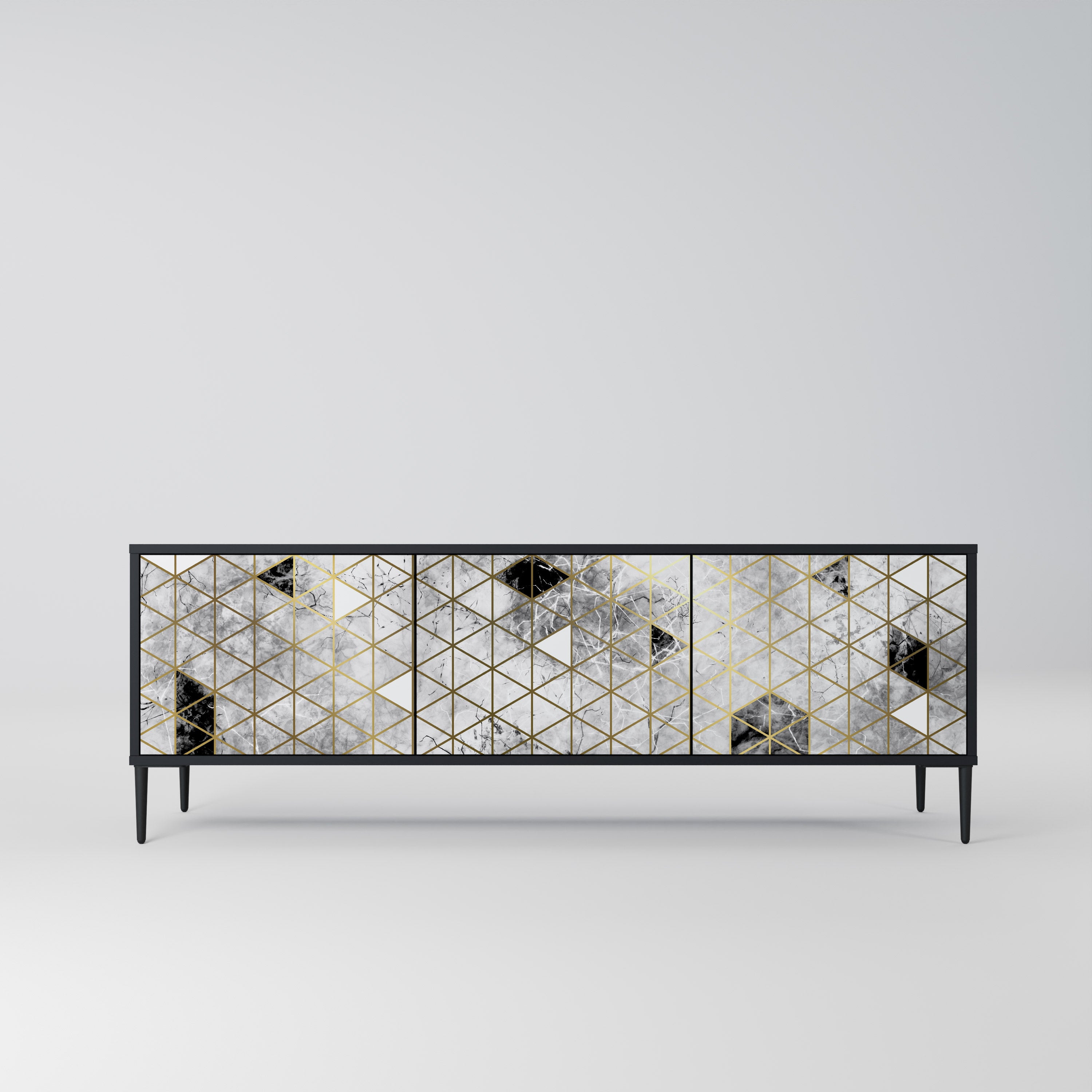 Mueble de TV ASHEN ARIA de 3 puertas con acabado negro
