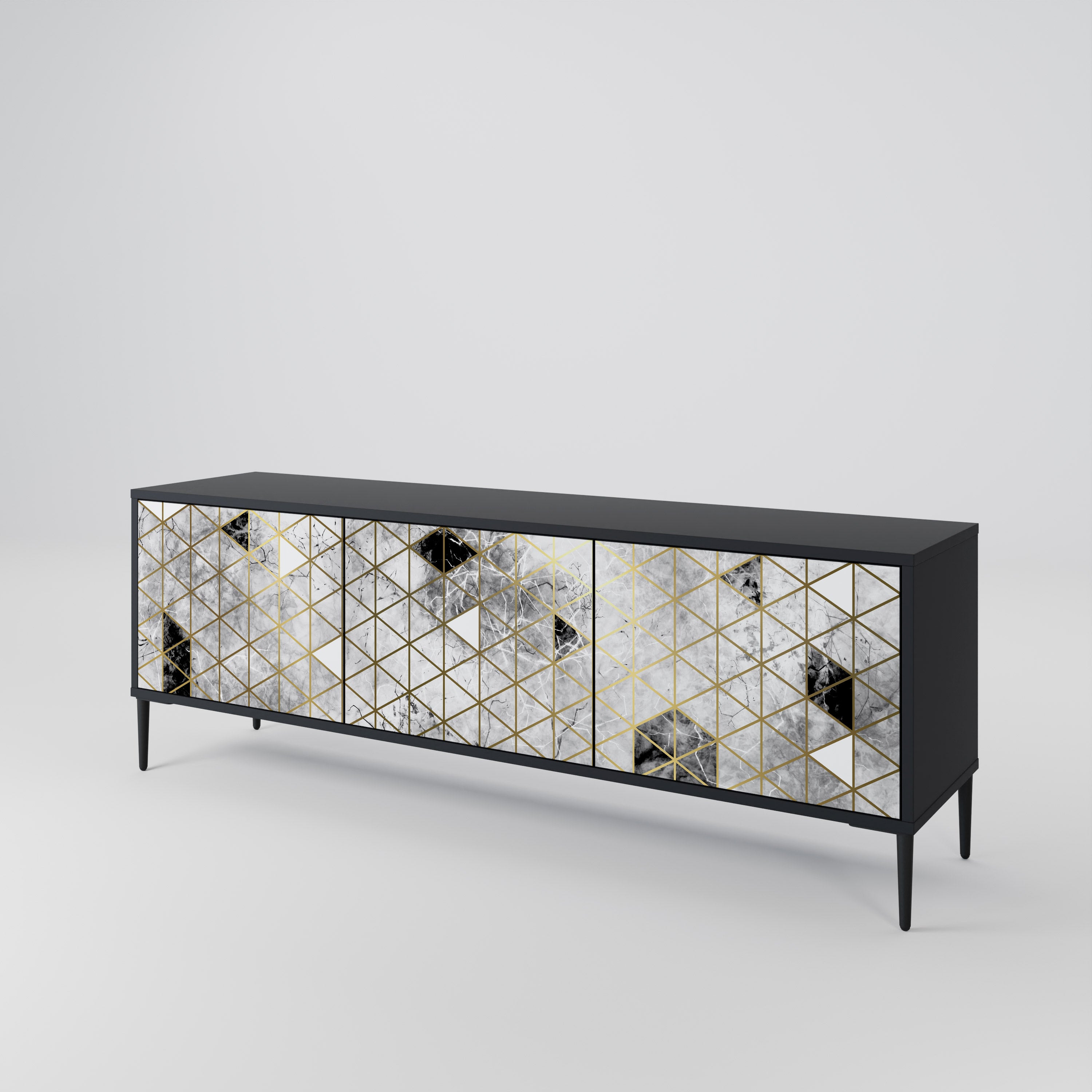 Mueble de TV ASHEN ARIA de 3 puertas con acabado negro