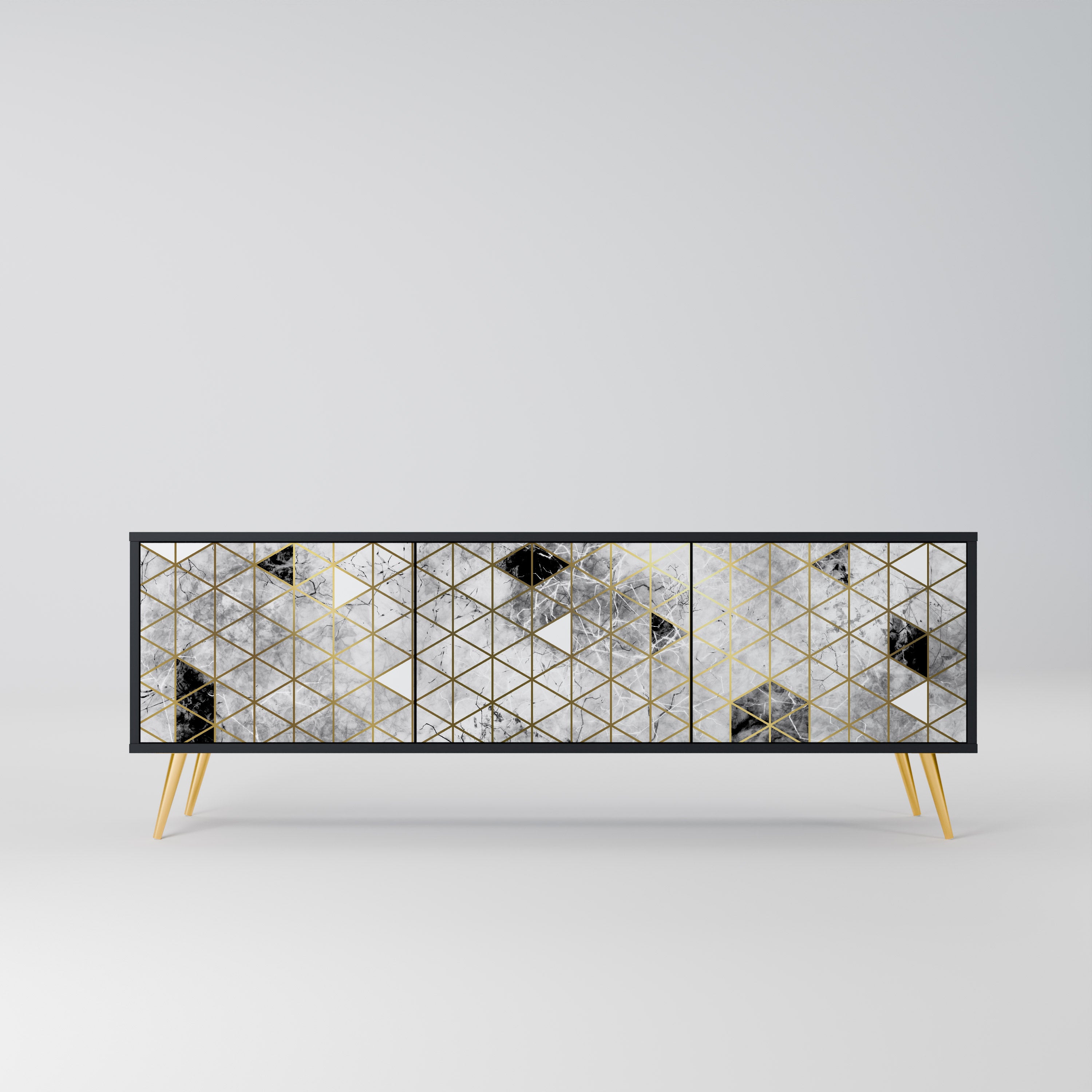 Mueble de TV ASHEN ARIA de 3 puertas con acabado negro