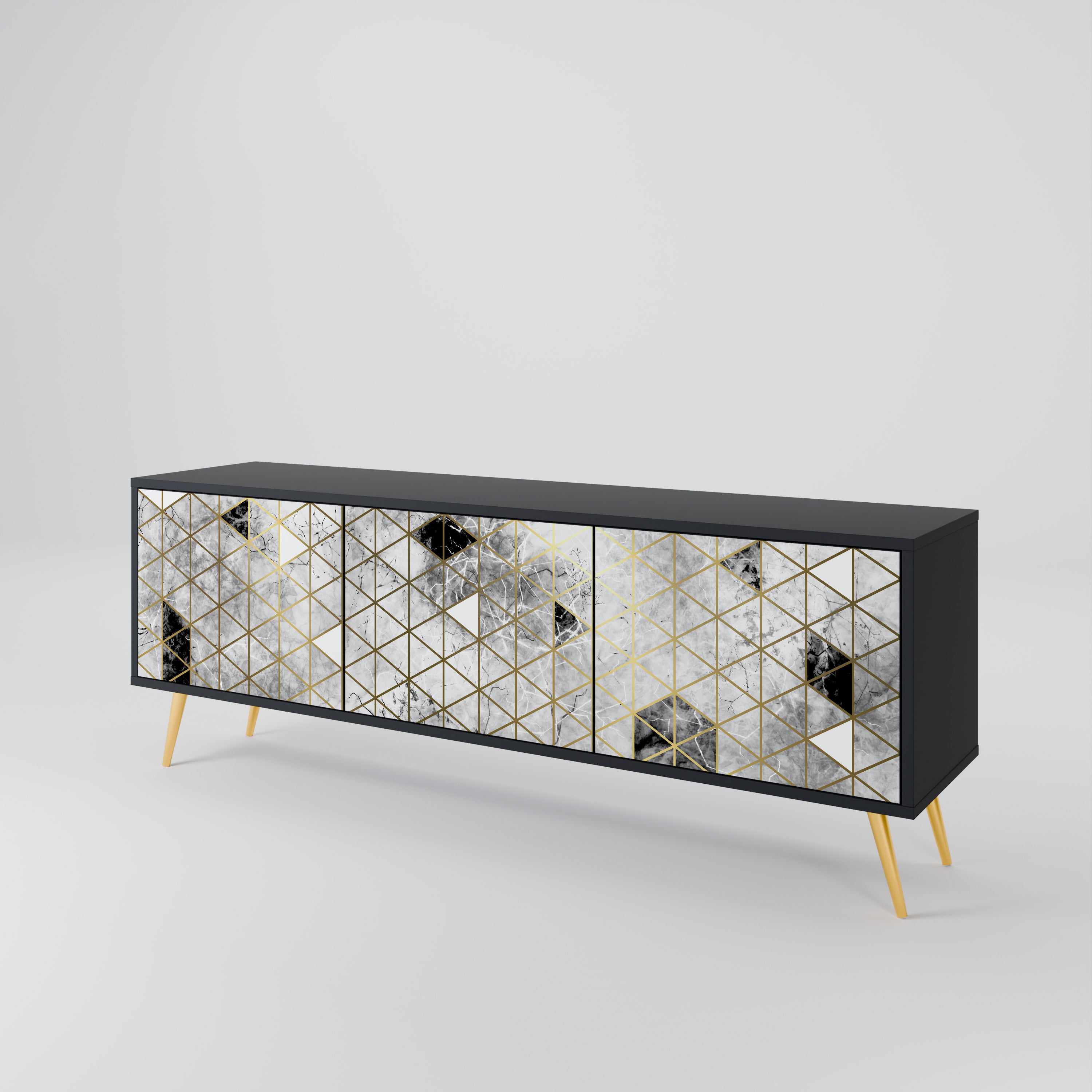 Mueble de TV ASHEN ARIA de 3 puertas con acabado negro