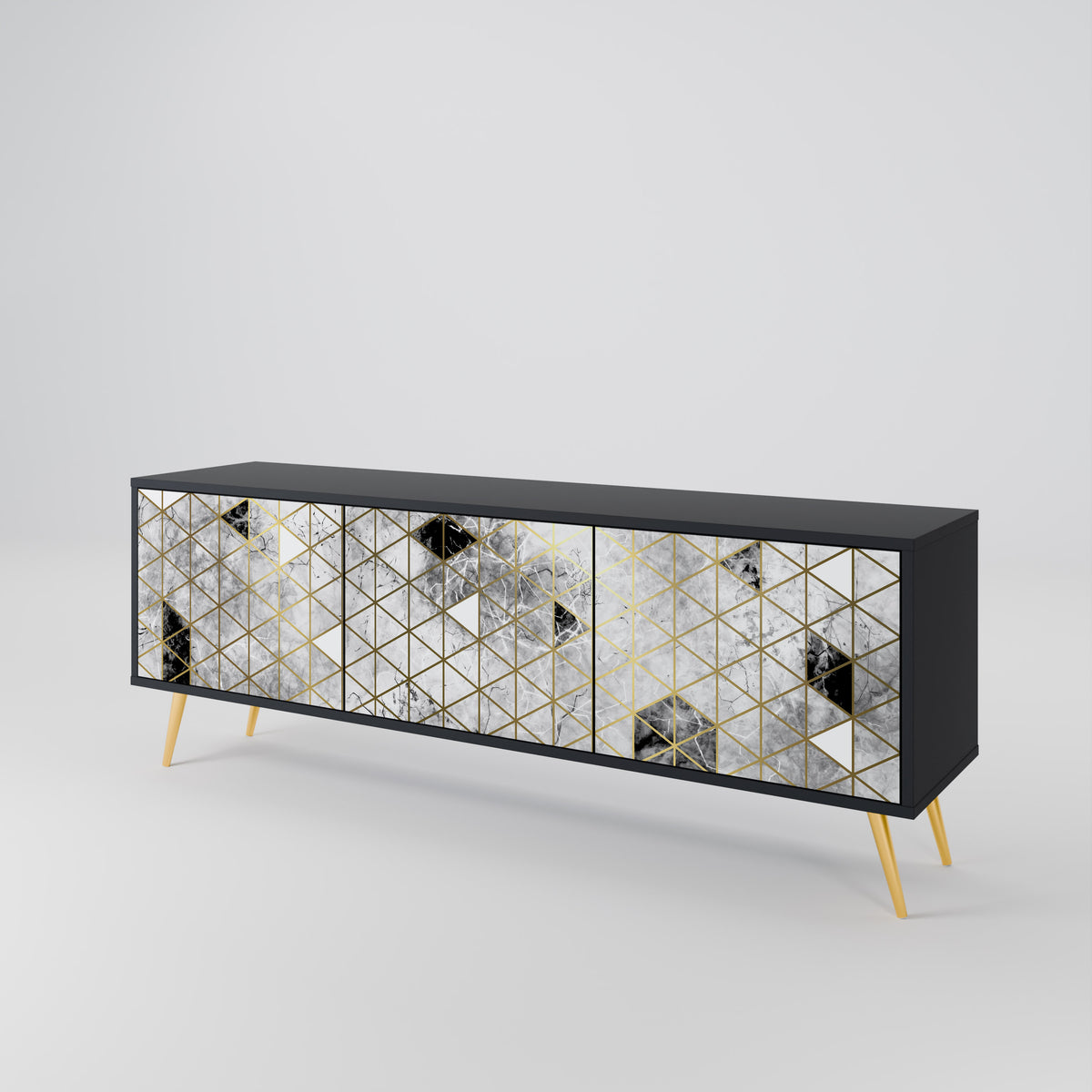 ASHEN ARIA Mueble de TV de 3 Puertas