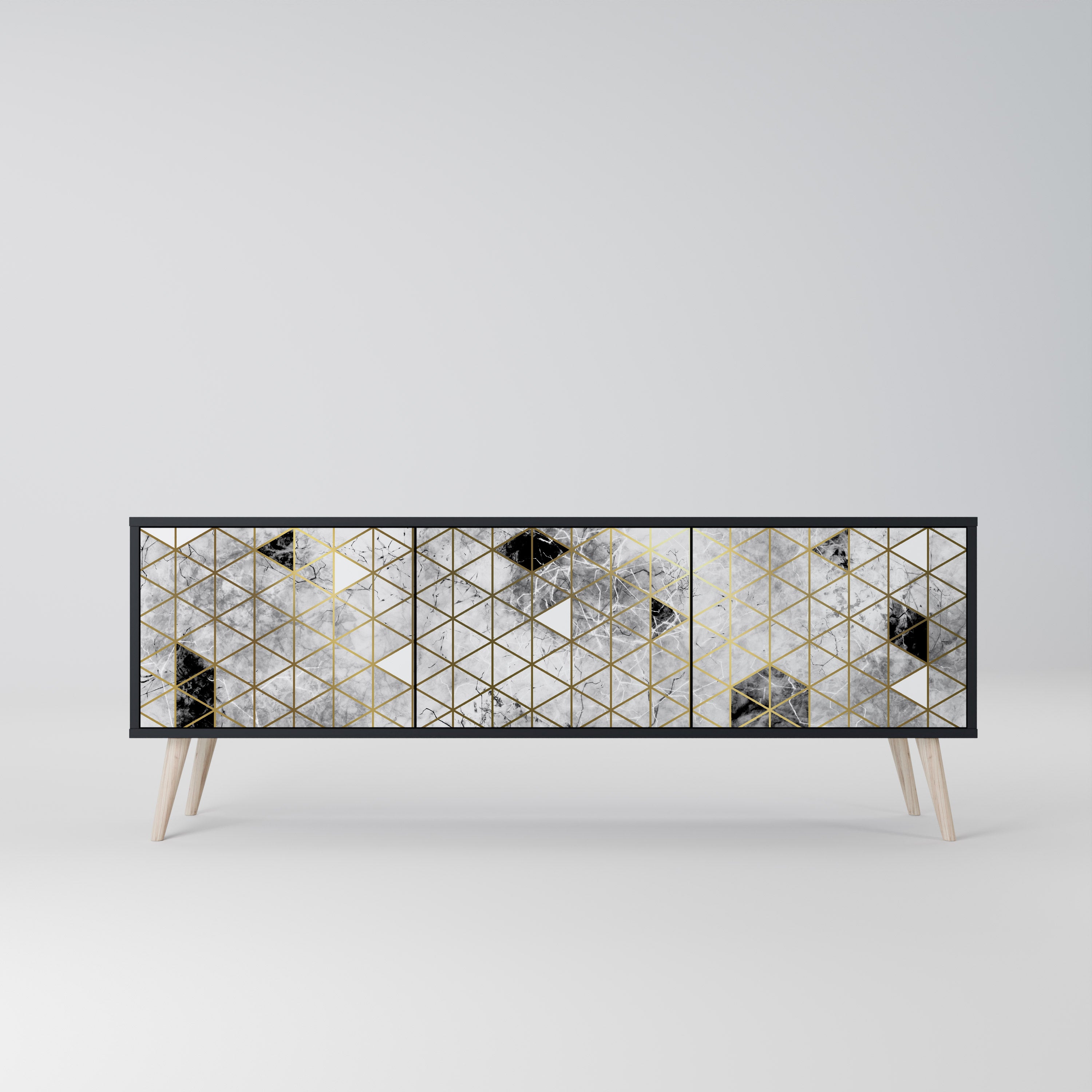 Mueble de TV ASHEN ARIA de 3 puertas con acabado negro