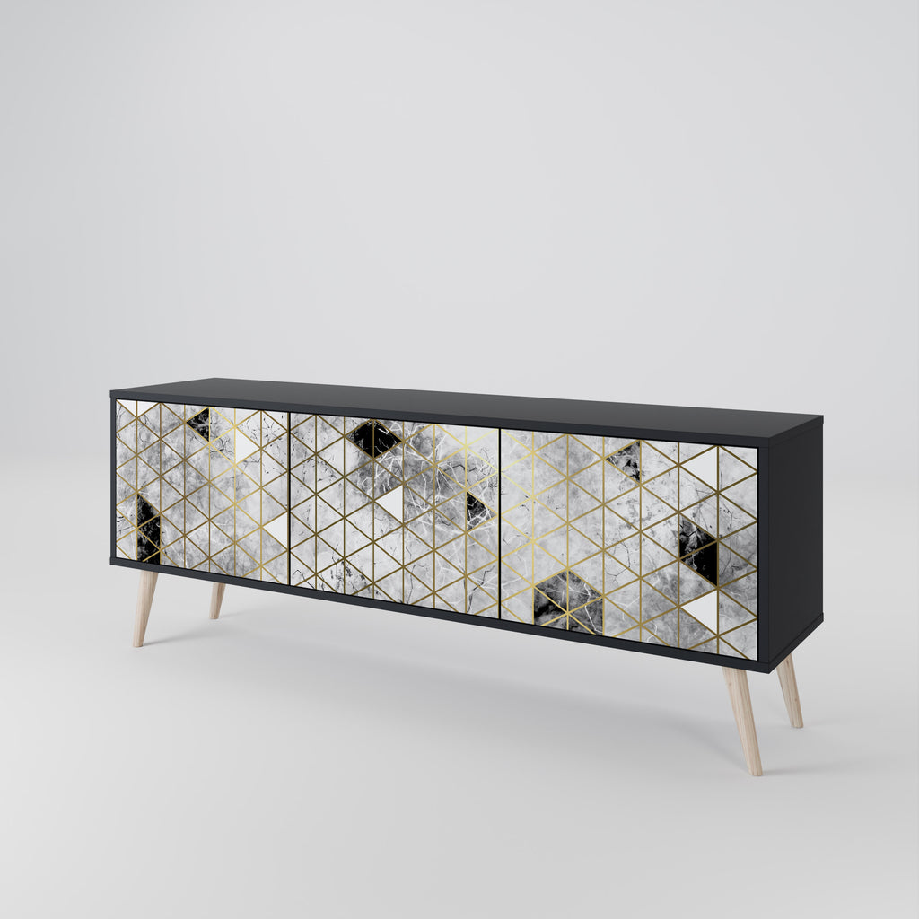 Mueble de TV ASHEN ARIA de 3 puertas con acabado negro