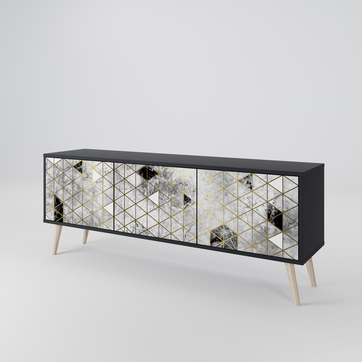 ASHEN ARIA Mueble de TV de 3 Puertas
