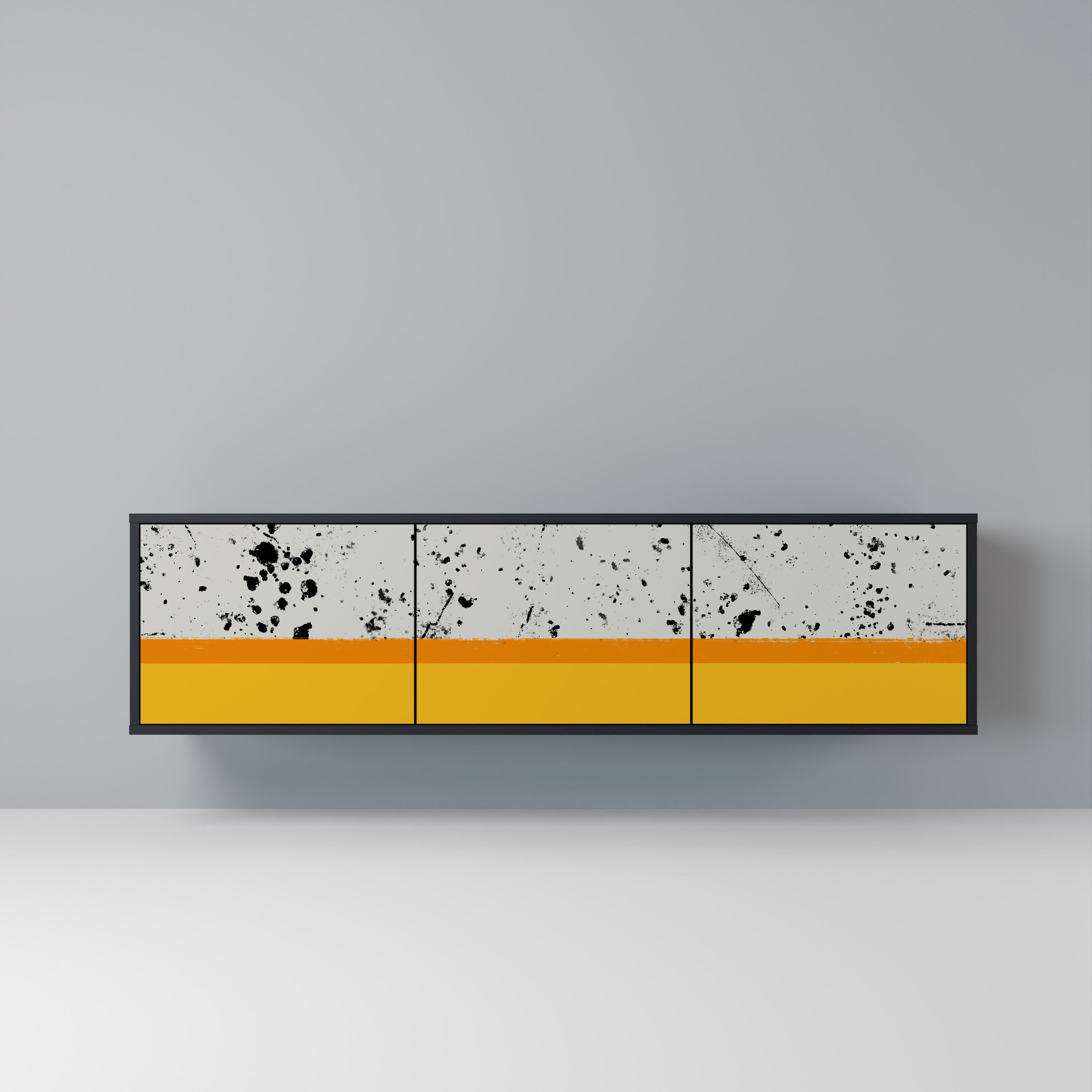 Mueble de TV de 3 puertas DYED BY ORANGE en acabado negro