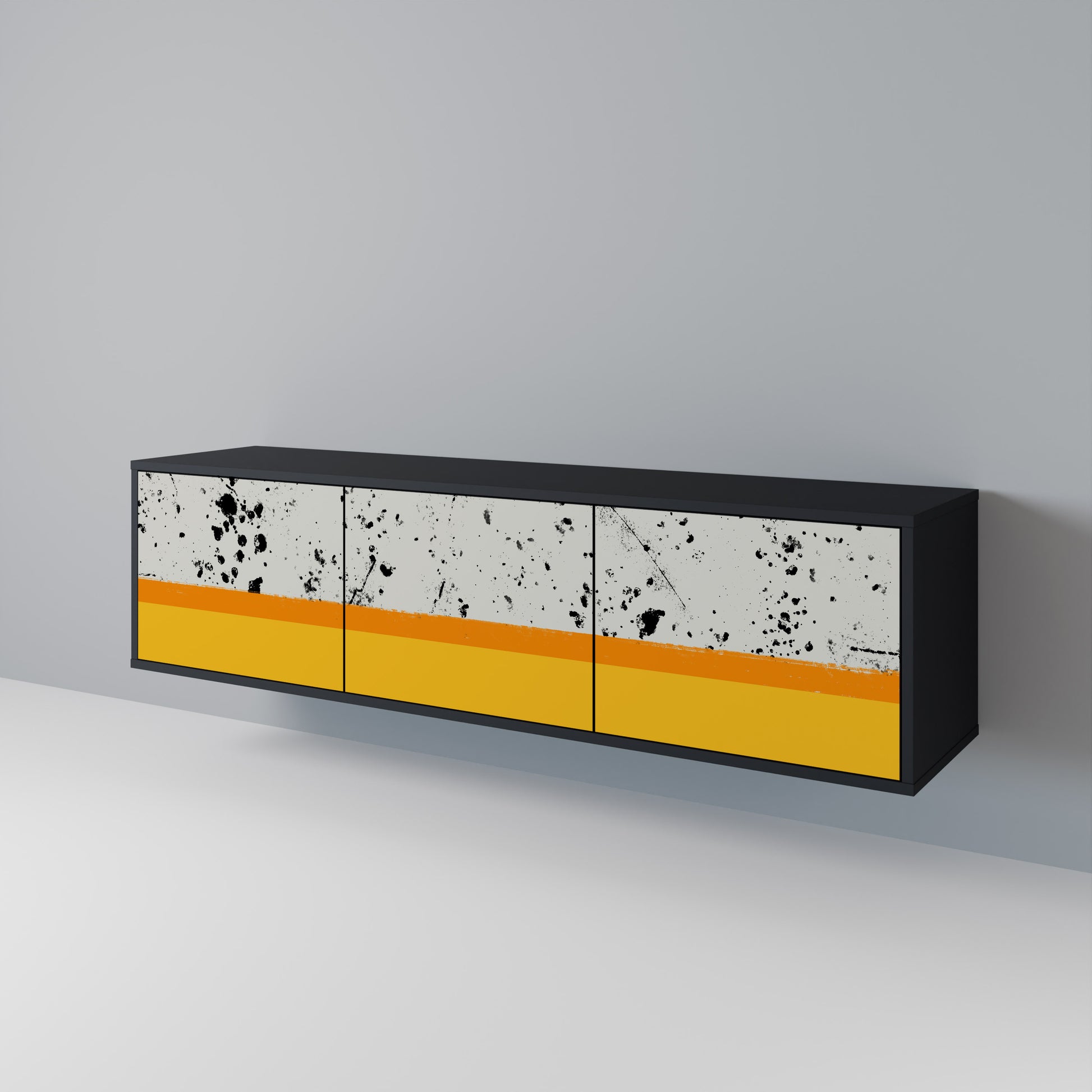 Mueble de TV de 3 puertas DYED BY ORANGE en acabado negro
