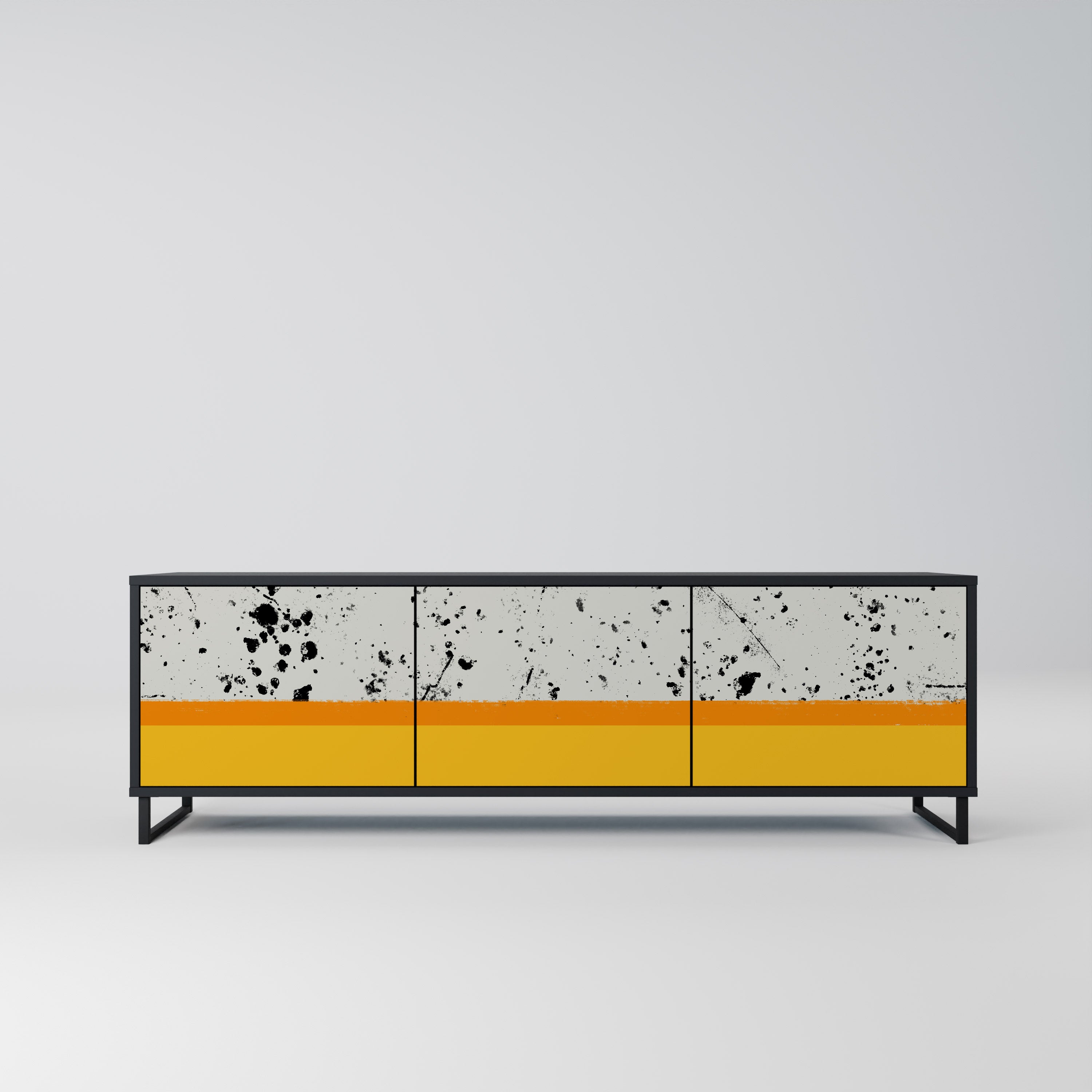 Mueble de TV de 3 puertas DYED BY ORANGE en acabado negro
