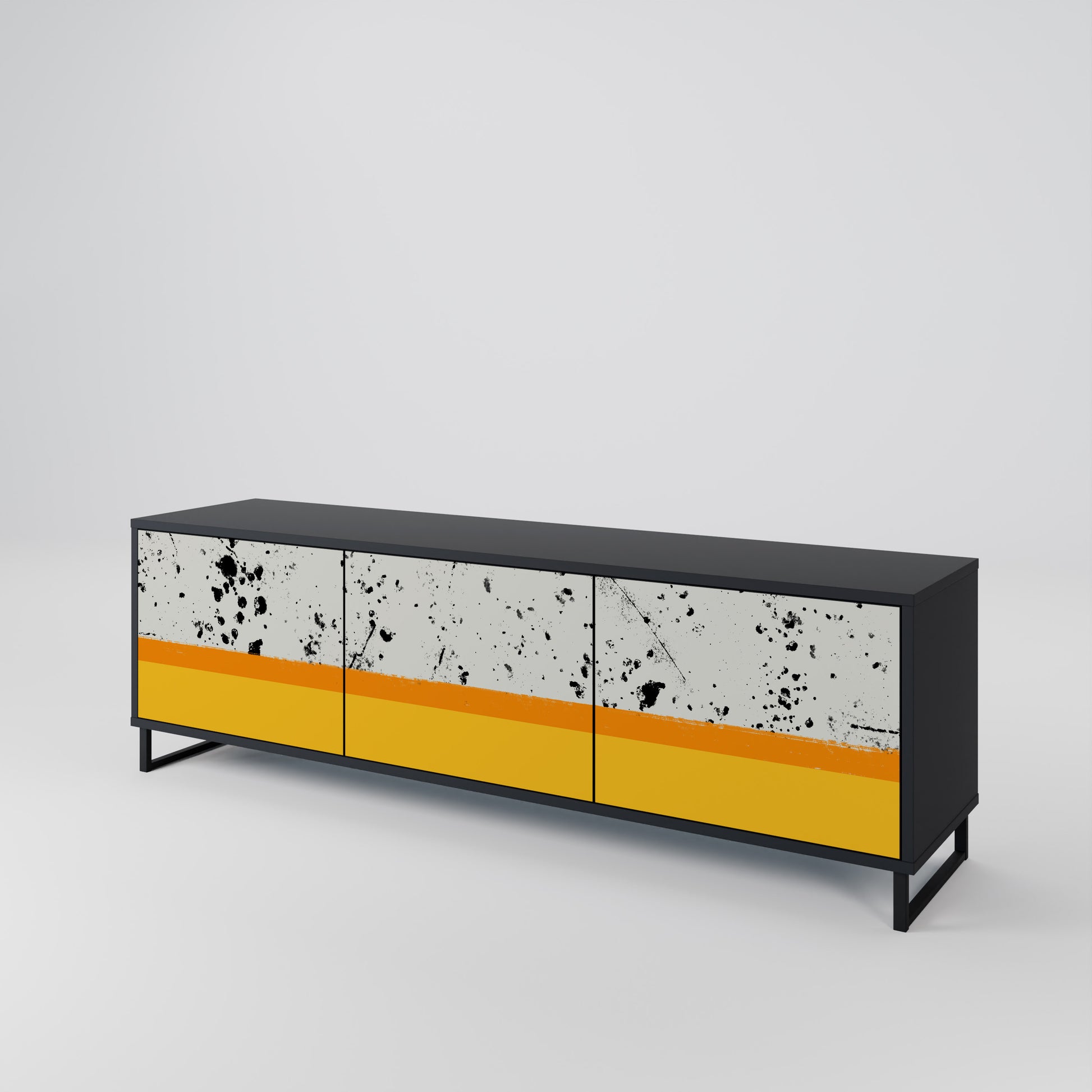 Mueble de TV de 3 puertas DYED BY ORANGE en acabado negro